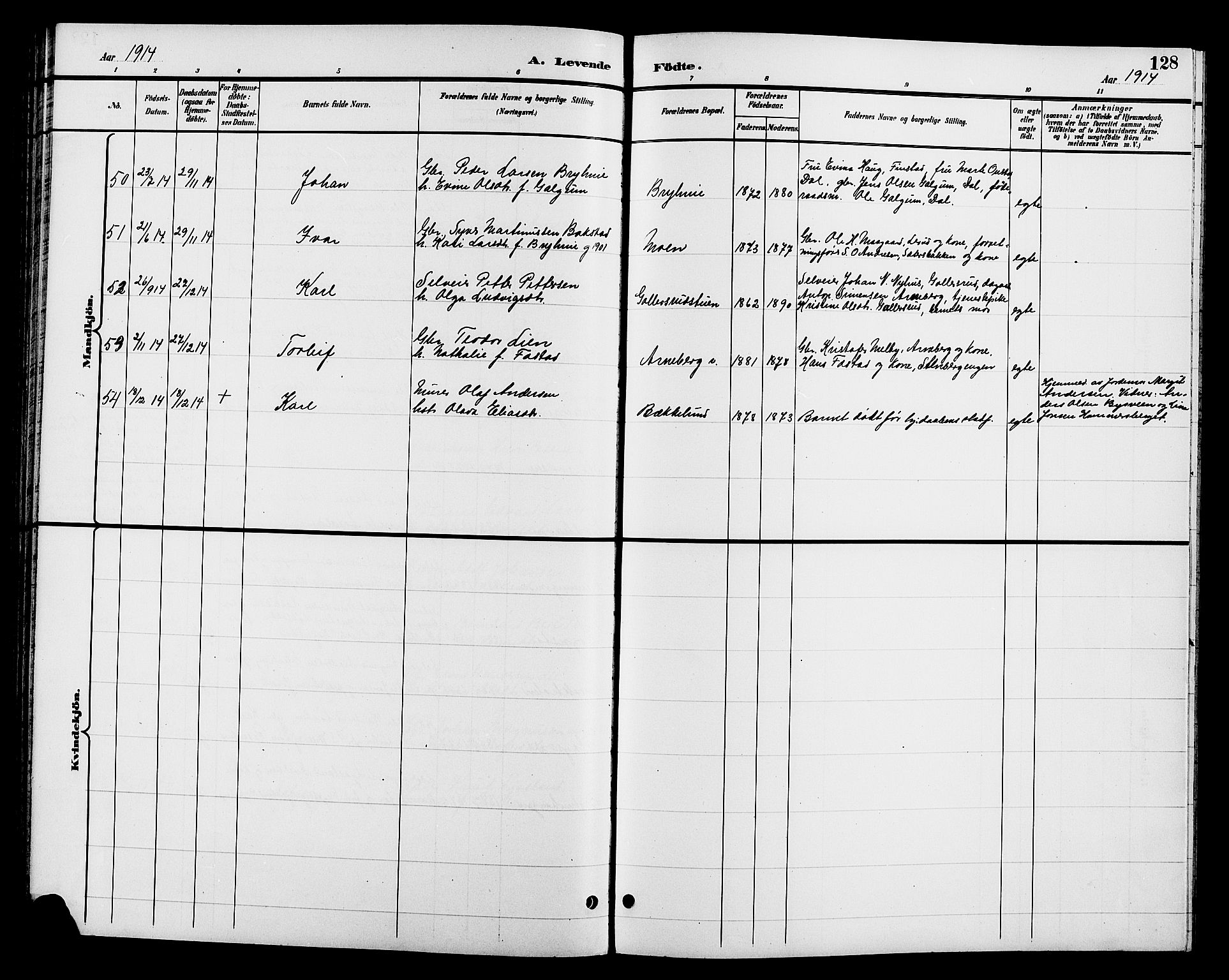 Romedal prestekontor, AV/SAH-PREST-004/L/L0012: Klokkerbok nr. 12, 1896-1914, s. 128