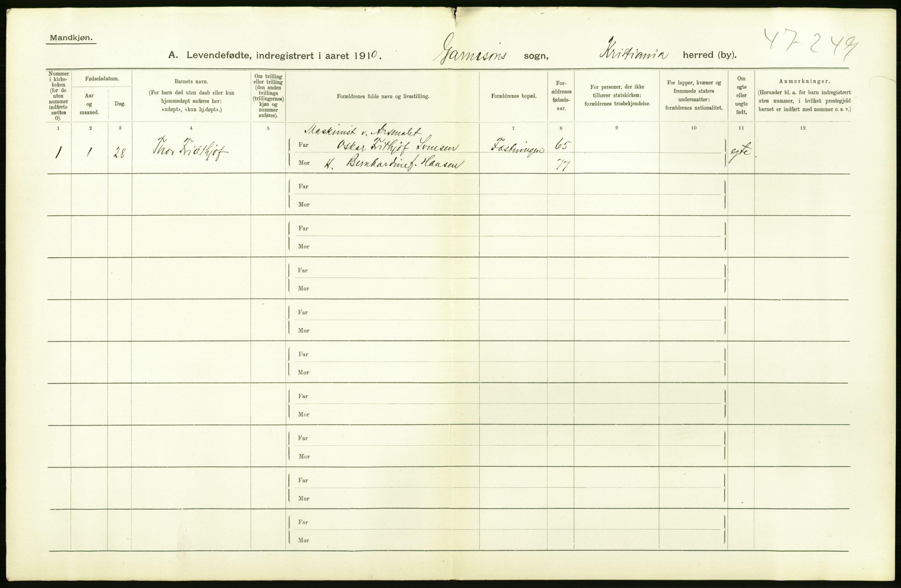 Statistisk sentralbyrå, Sosiodemografiske emner, Befolkning, RA/S-2228/D/Df/Dfa/Dfah/L0006: Kristiania: Levendefødte menn., 1910, s. 192