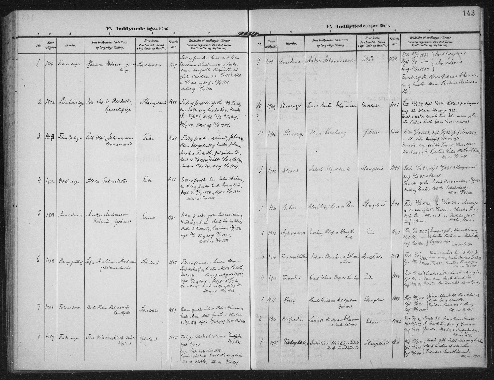 Kopervik sokneprestkontor, SAST/A-101850/H/Ha/Haa/L0003: Ministerialbok nr. A 3, 1906-1924, s. 143