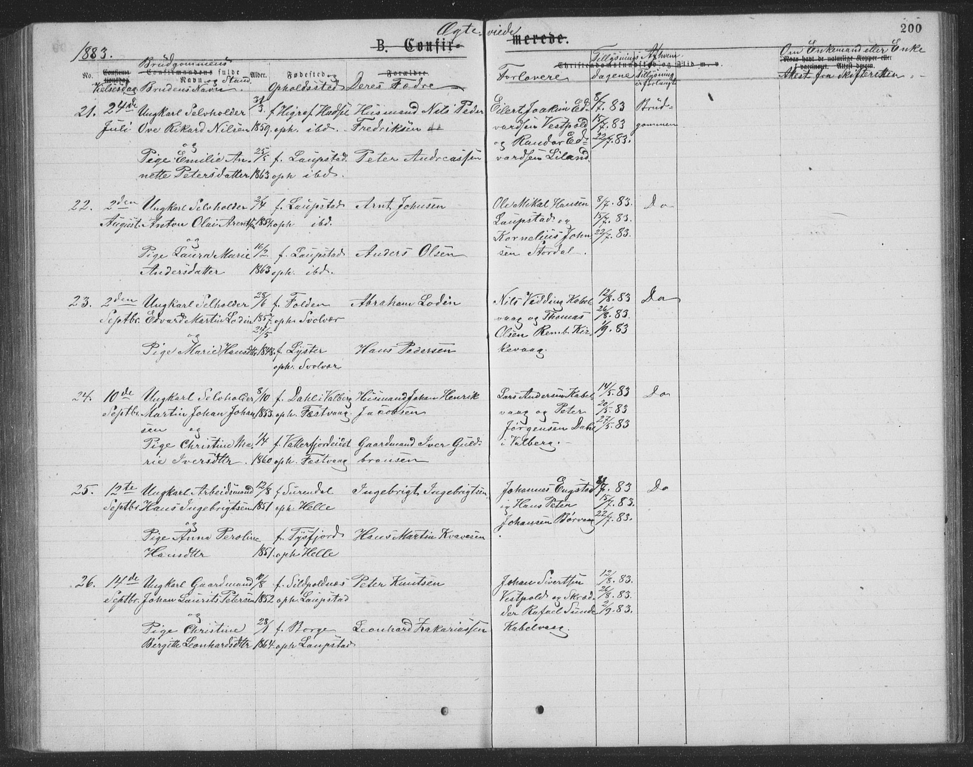 Ministerialprotokoller, klokkerbøker og fødselsregistre - Nordland, AV/SAT-A-1459/874/L1075: Klokkerbok nr. 874C04, 1876-1883, s. 200