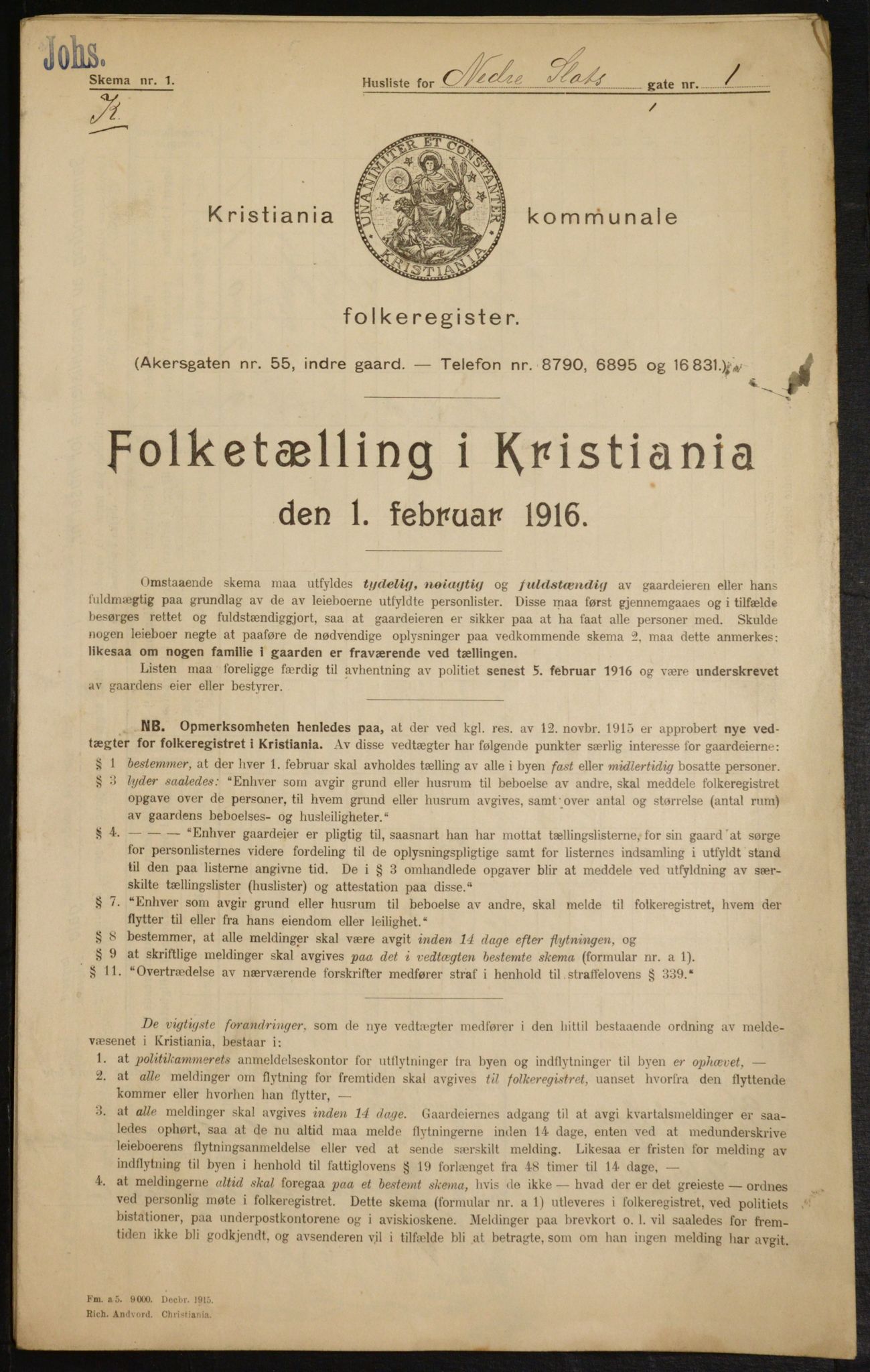 OBA, Kommunal folketelling 1.2.1916 for Kristiania, 1916, s. 71166