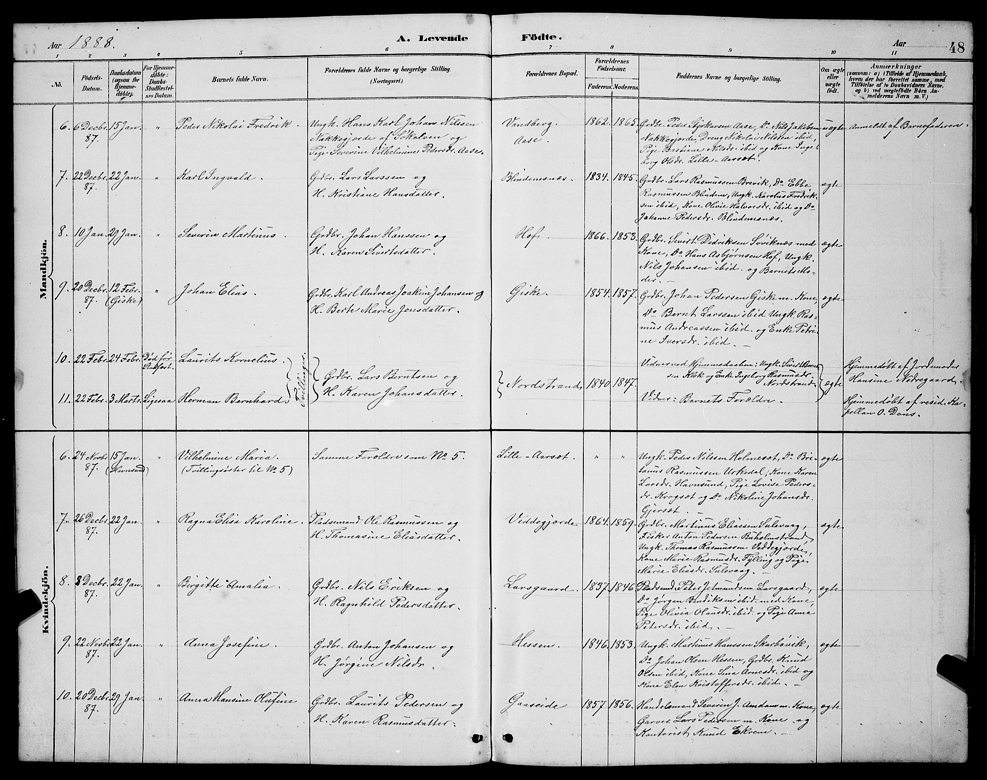 Ministerialprotokoller, klokkerbøker og fødselsregistre - Møre og Romsdal, AV/SAT-A-1454/528/L0431: Klokkerbok nr. 528C12, 1885-1898, s. 48