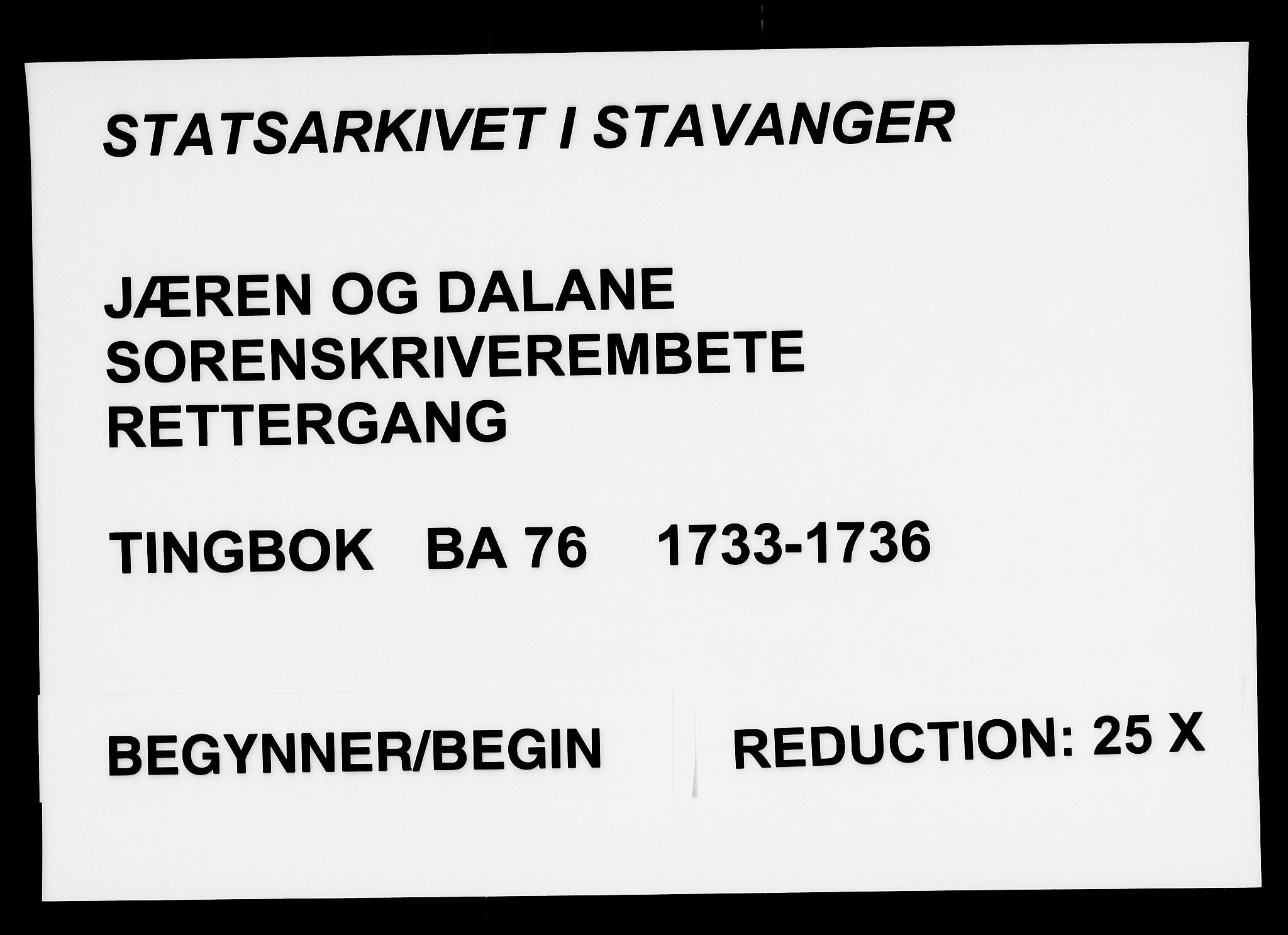 Jæren og Dalane sorenskriveri, SAST/A-100306/3/30/30BA/L0076: TINGBOK, 1733-1736