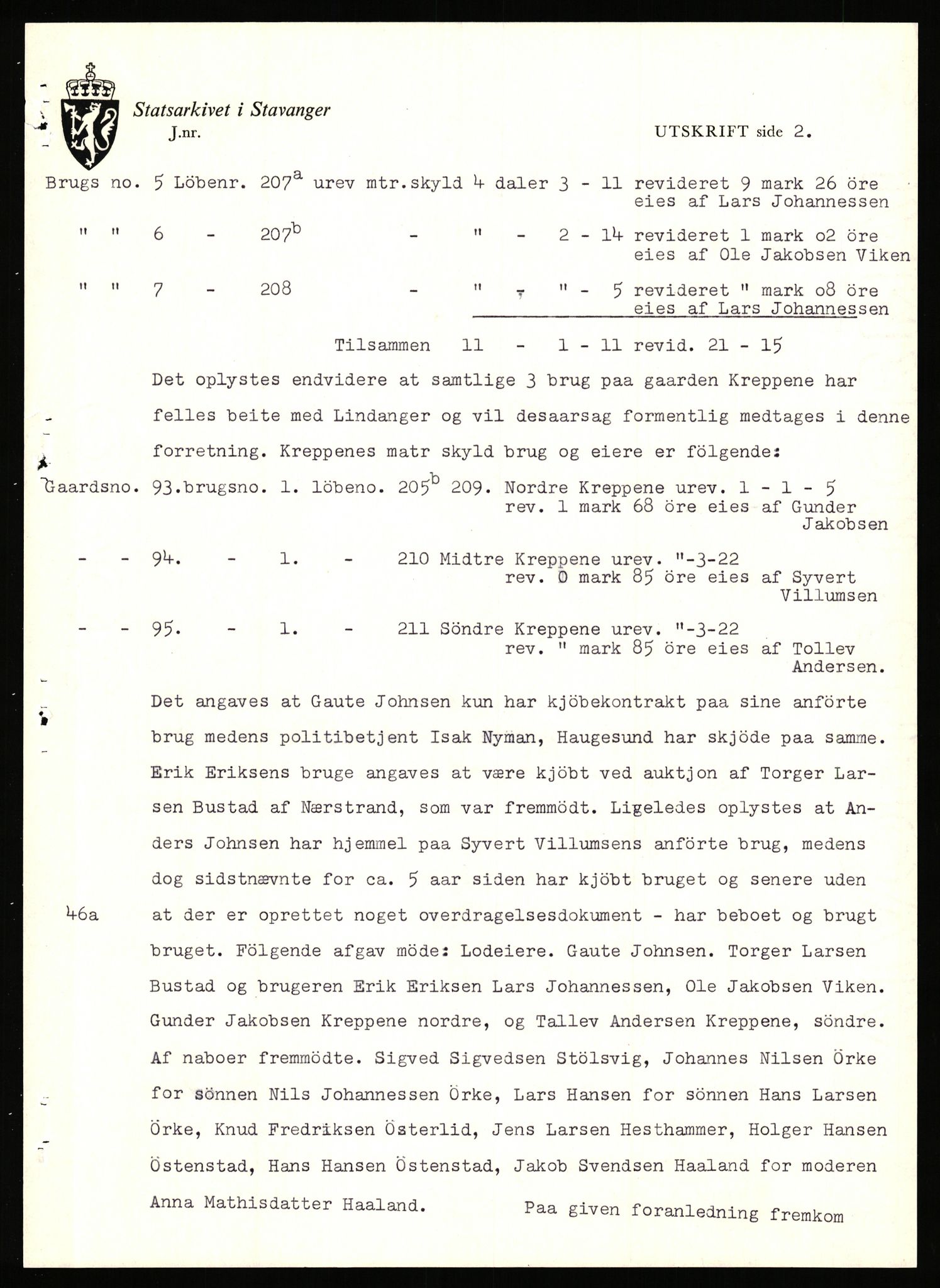 Statsarkivet i Stavanger, SAST/A-101971/03/Y/Yj/L0048: Avskrifter sortert etter gårdsnavn: Kluge - Kristianslyst, 1750-1930, s. 481