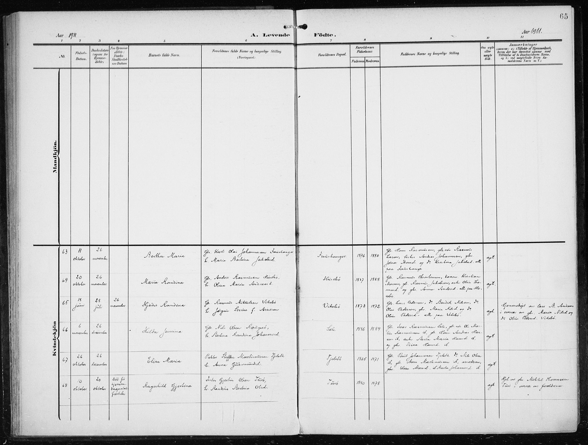 Herdla Sokneprestembete, AV/SAB-A-75701/H/Haa: Ministerialbok nr. A 5, 1905-1918, s. 65