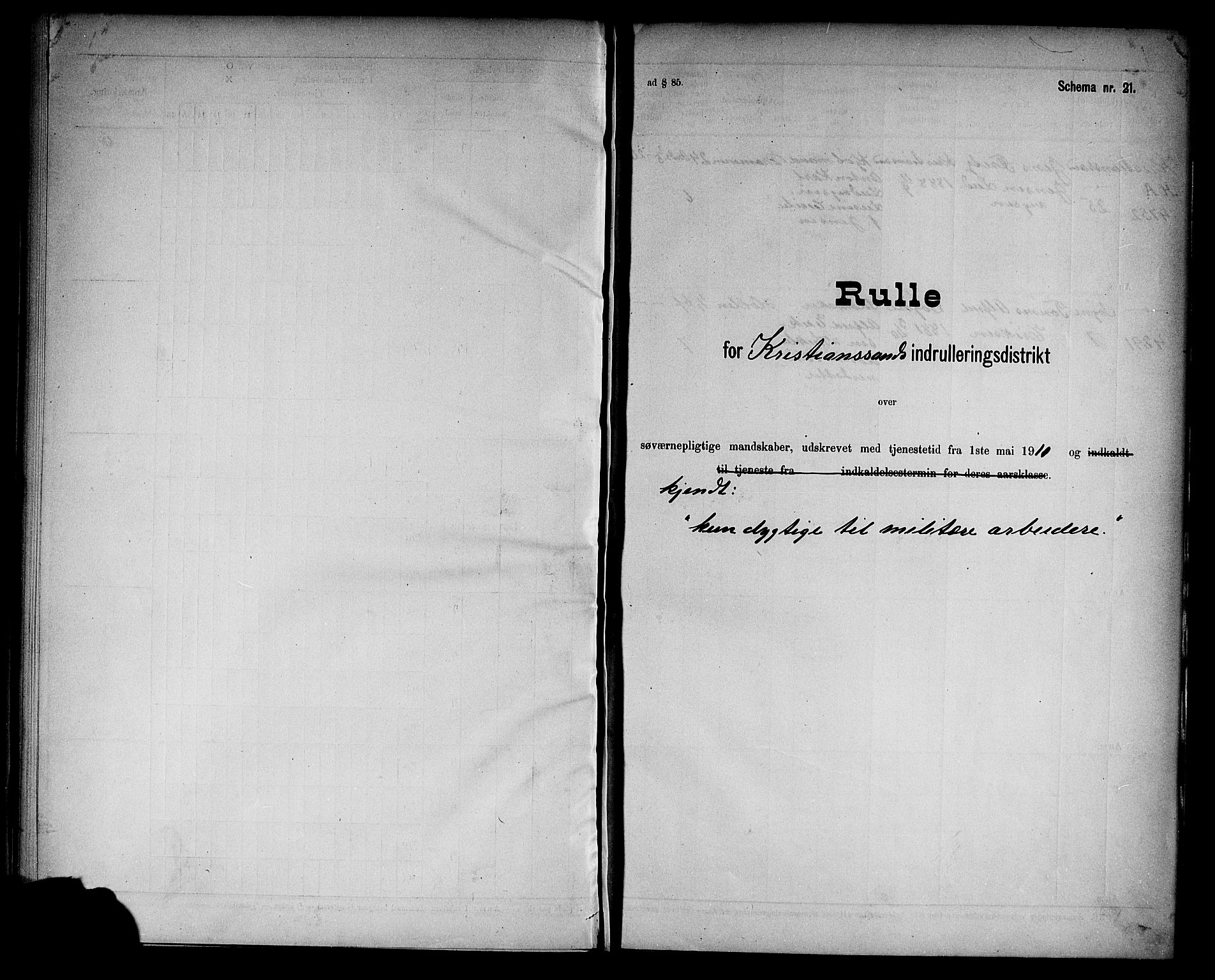 Kristiansand mønstringskrets, SAK/2031-0015/F/Fd/L0012: Rulle sjøvernepliktige, C-12, 1910, s. 37