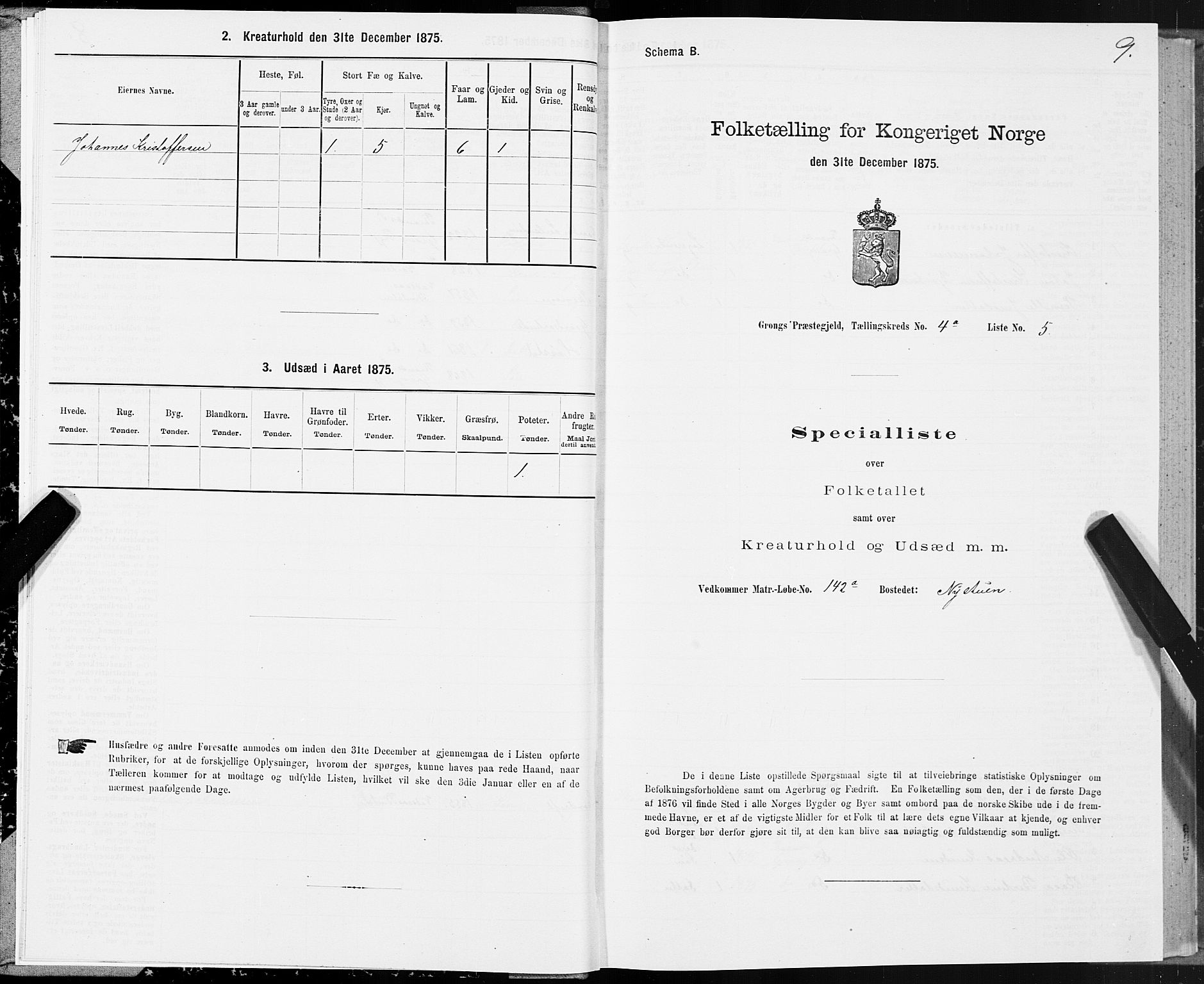 SAT, Folketelling 1875 for 1742P Grong prestegjeld, 1875, s. 3009