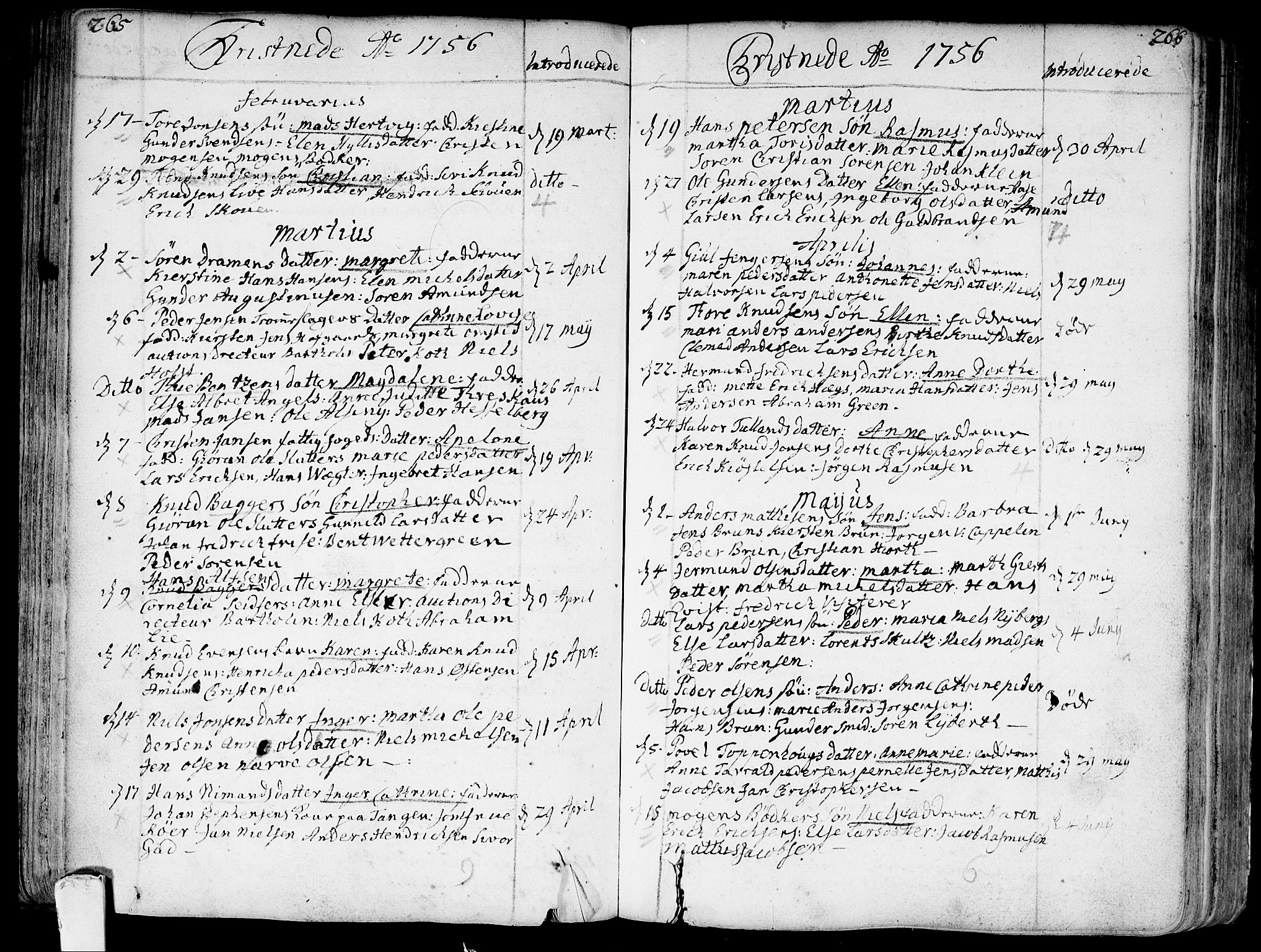Bragernes kirkebøker, AV/SAKO-A-6/F/Fa/L0004: Ministerialbok nr. I 4, 1734-1759, s. 265-266