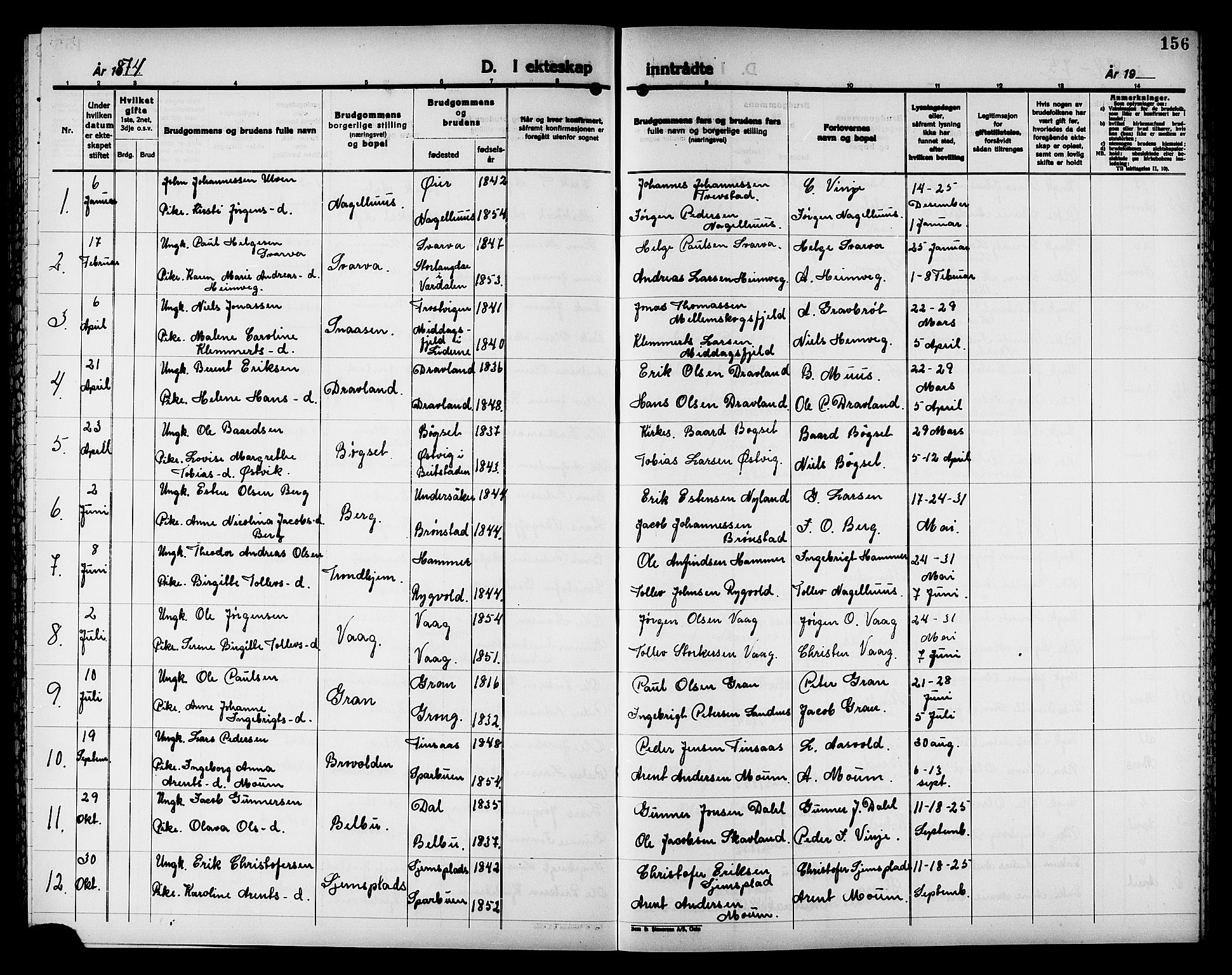 Ministerialprotokoller, klokkerbøker og fødselsregistre - Nord-Trøndelag, SAT/A-1458/749/L0486: Ministerialbok nr. 749D02, 1873-1887, s. 156