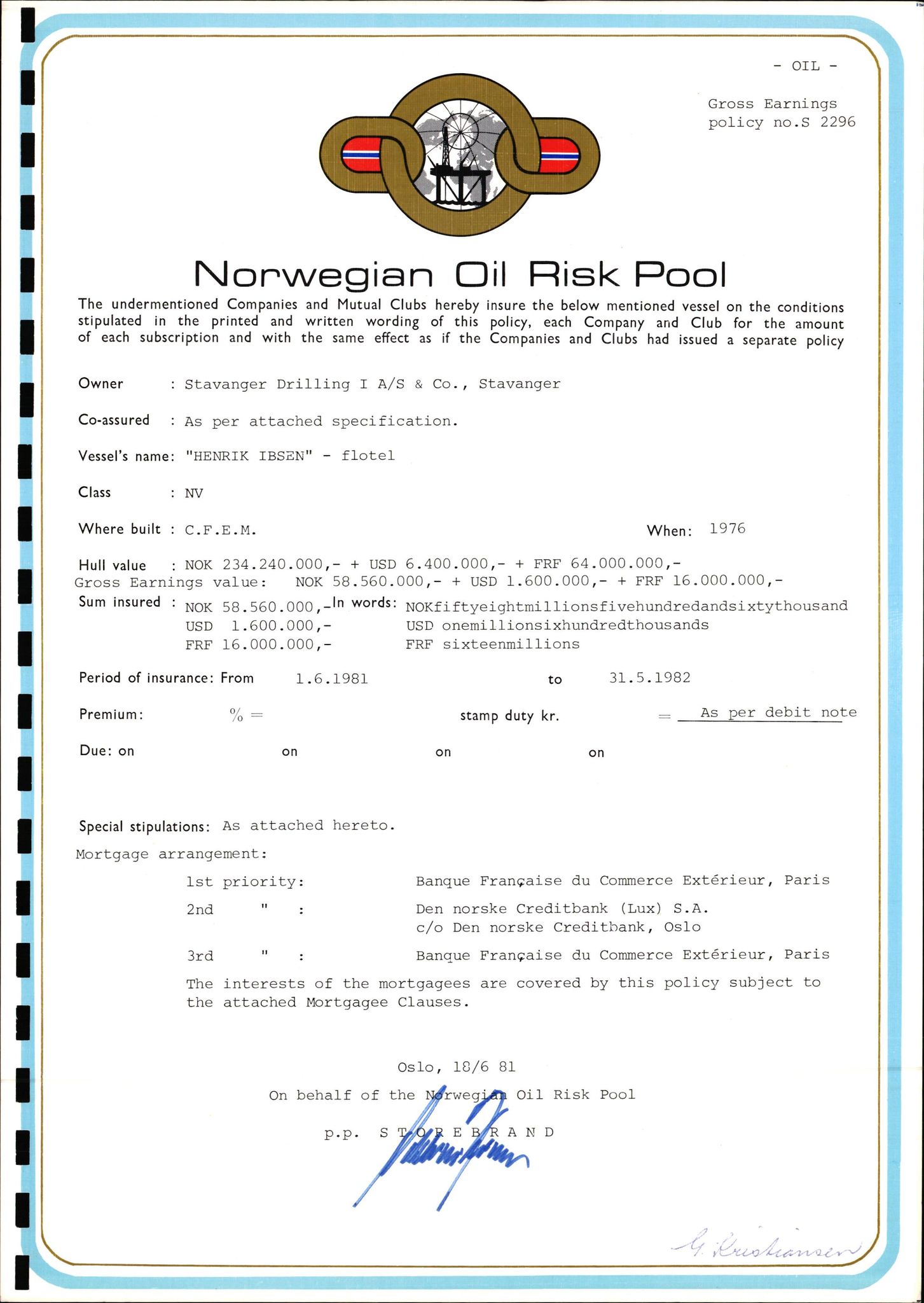 Pa 1503 - Stavanger Drilling AS, AV/SAST-A-101906/2/E/Ec/Eca/L0009: Forsikring, 1975-1980