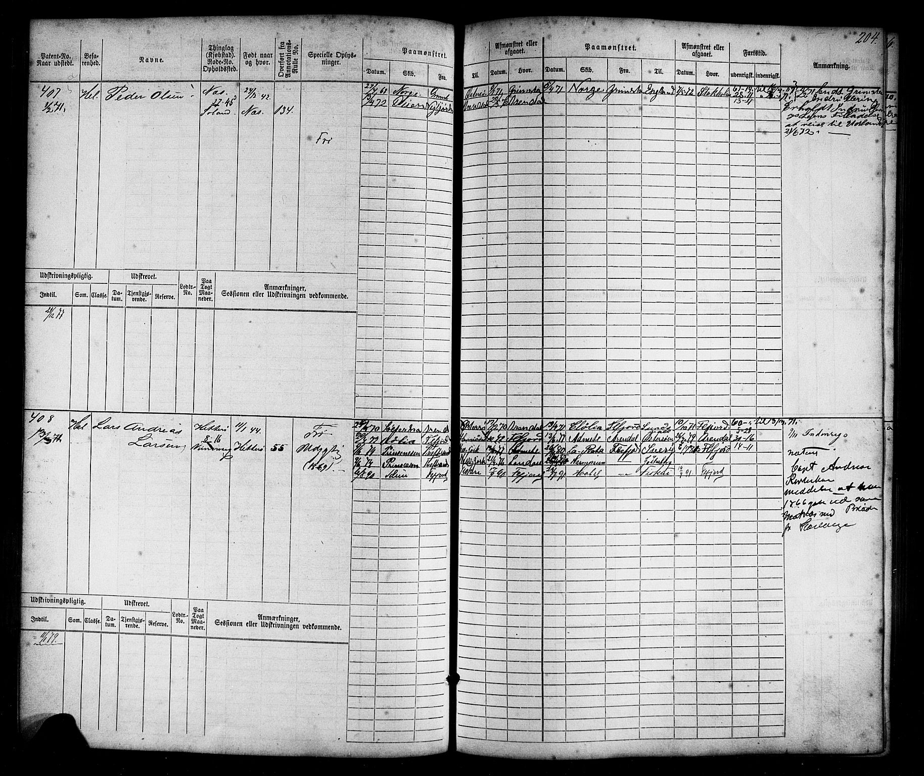 Flekkefjord mønstringskrets, SAK/2031-0018/F/Fb/L0008: Hovedrulle nr 1-770, Æ-5, 1867-1900, s. 209