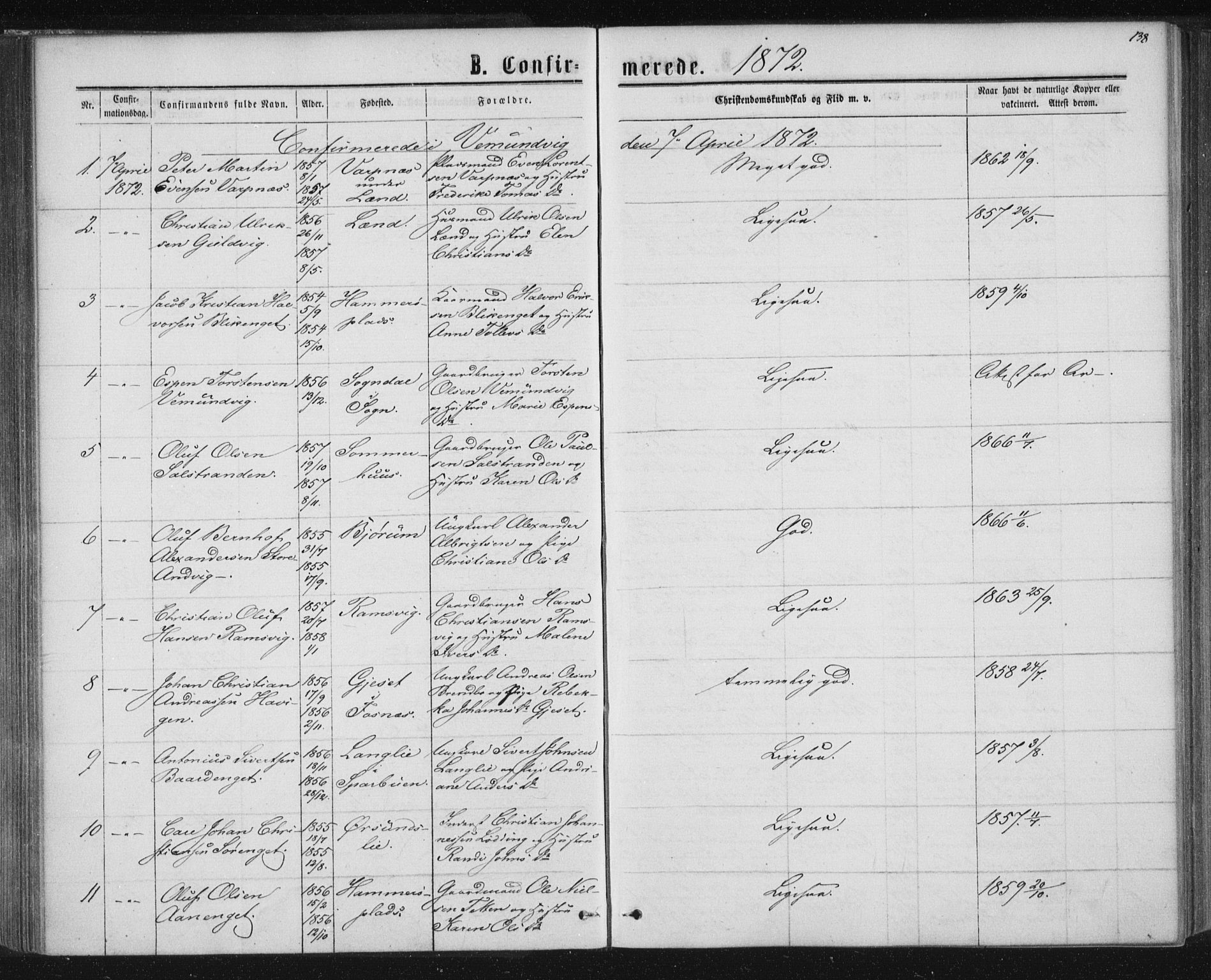 Ministerialprotokoller, klokkerbøker og fødselsregistre - Nord-Trøndelag, AV/SAT-A-1458/768/L0570: Ministerialbok nr. 768A05, 1865-1874, s. 138