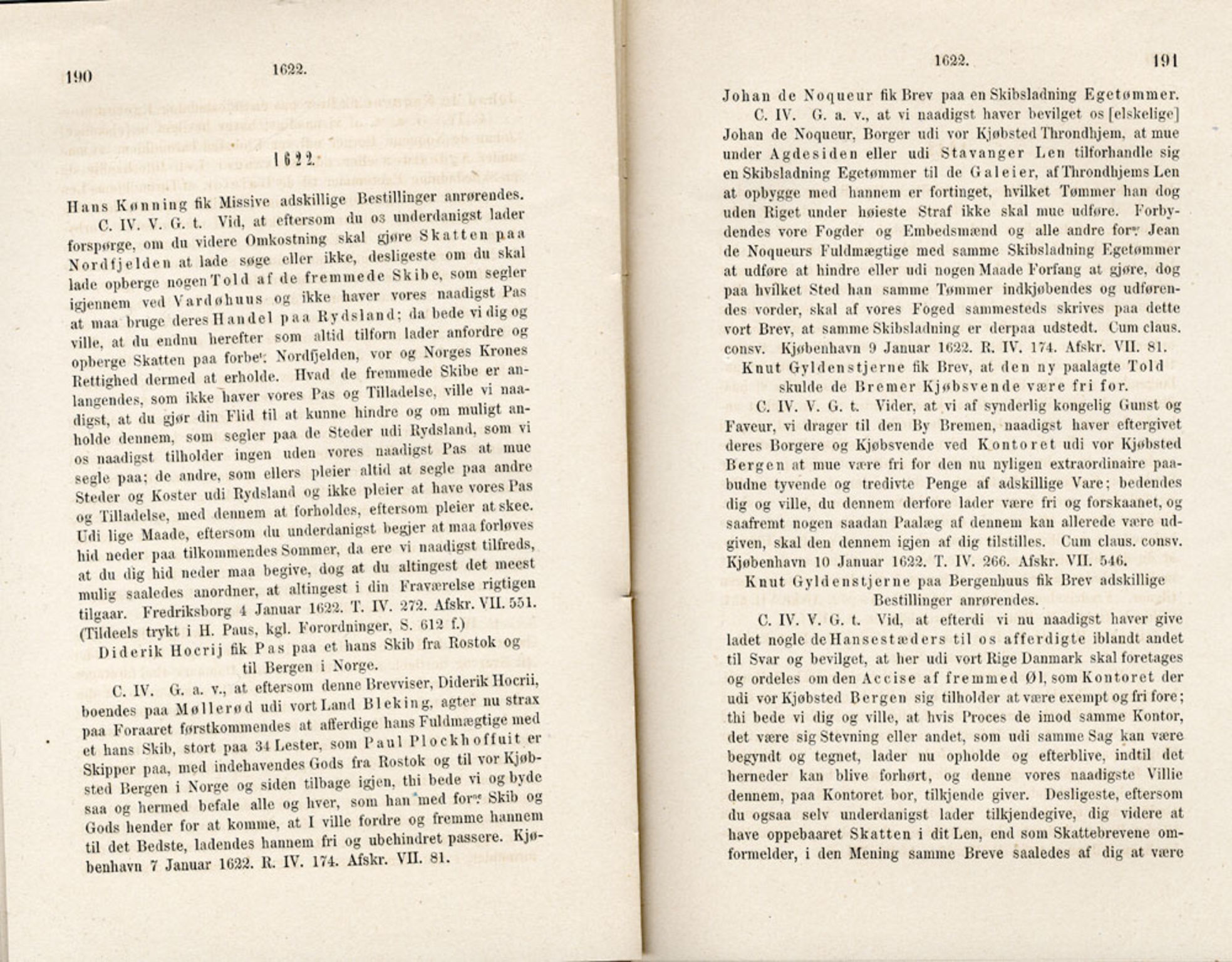 Publikasjoner utgitt av Det Norske Historiske Kildeskriftfond, PUBL/-/-/-: Norske Rigs-Registranter, bind 5, 1619-1627, s. 190-191