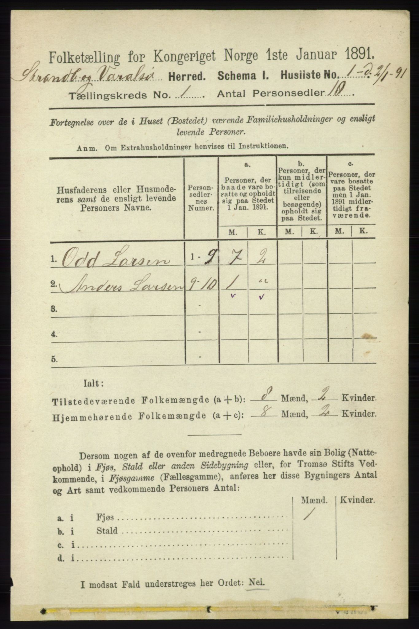 RA, Folketelling 1891 for 1226 Strandebarm og Varaldsøy herred, 1891, s. 24