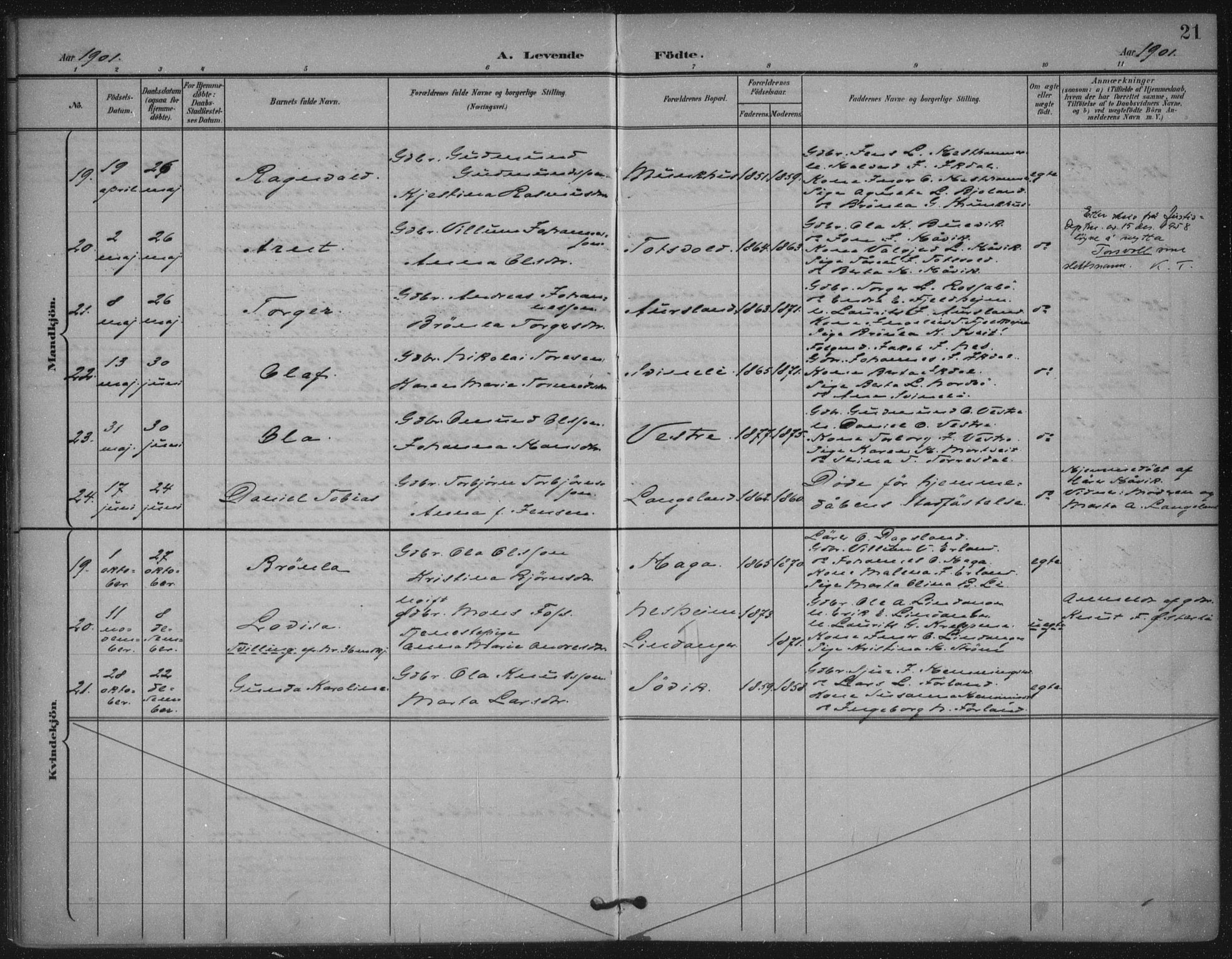 Skjold sokneprestkontor, AV/SAST-A-101847/H/Ha/Haa/L0011: Ministerialbok nr. A 11, 1897-1914, s. 21