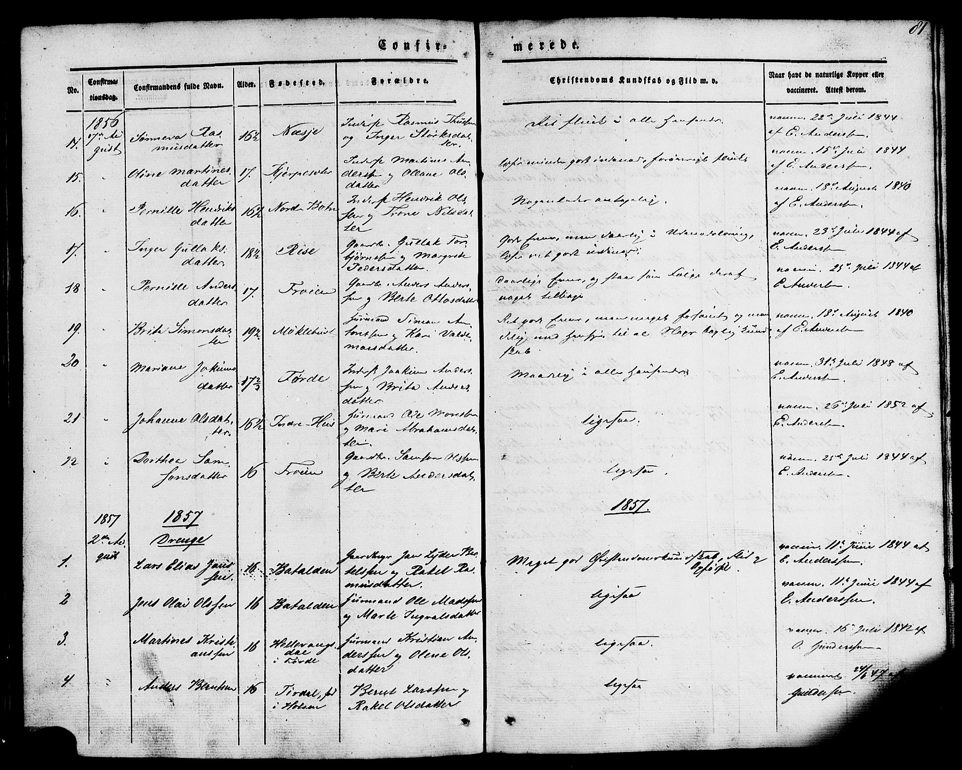 Kinn sokneprestembete, AV/SAB-A-80801/H/Haa/Haaa/L0007: Ministerialbok nr. A 7, 1841-1858, s. 81