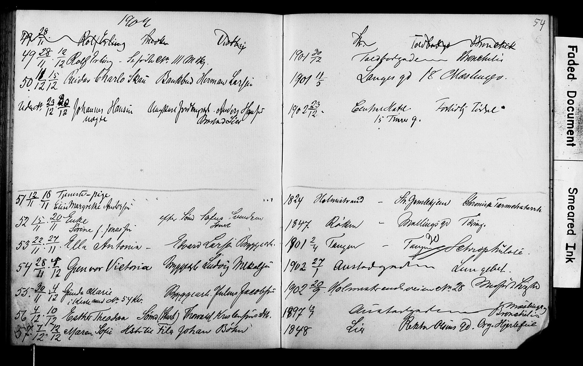 Strømsø kirkebøker, AV/SAKO-A-246/Y/Ya/L0005: Kladd til kirkebok nr. I 5, 1897-1903, s. 54
