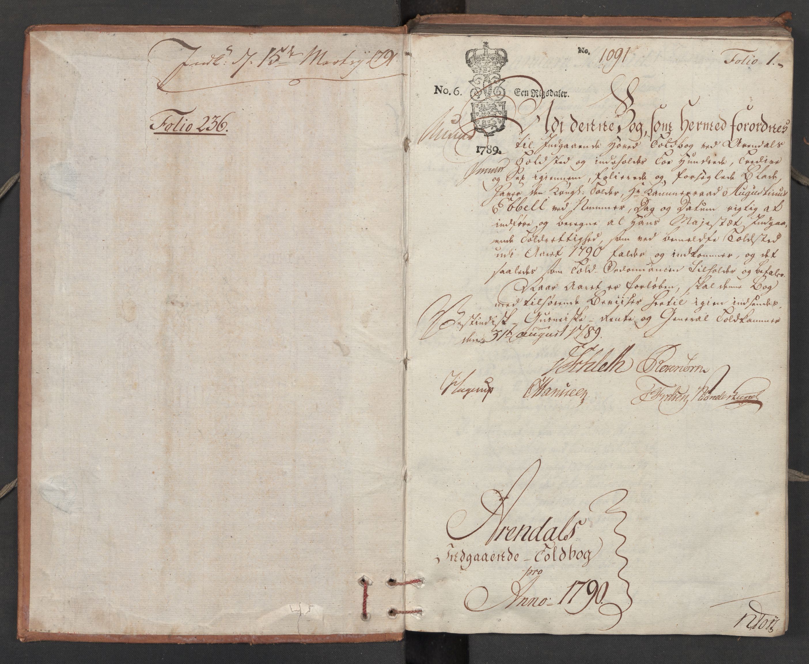 Generaltollkammeret, tollregnskaper, AV/RA-EA-5490/R15/L0113/0001: Tollregnskaper Arendal / Inngående tollbok, 1790