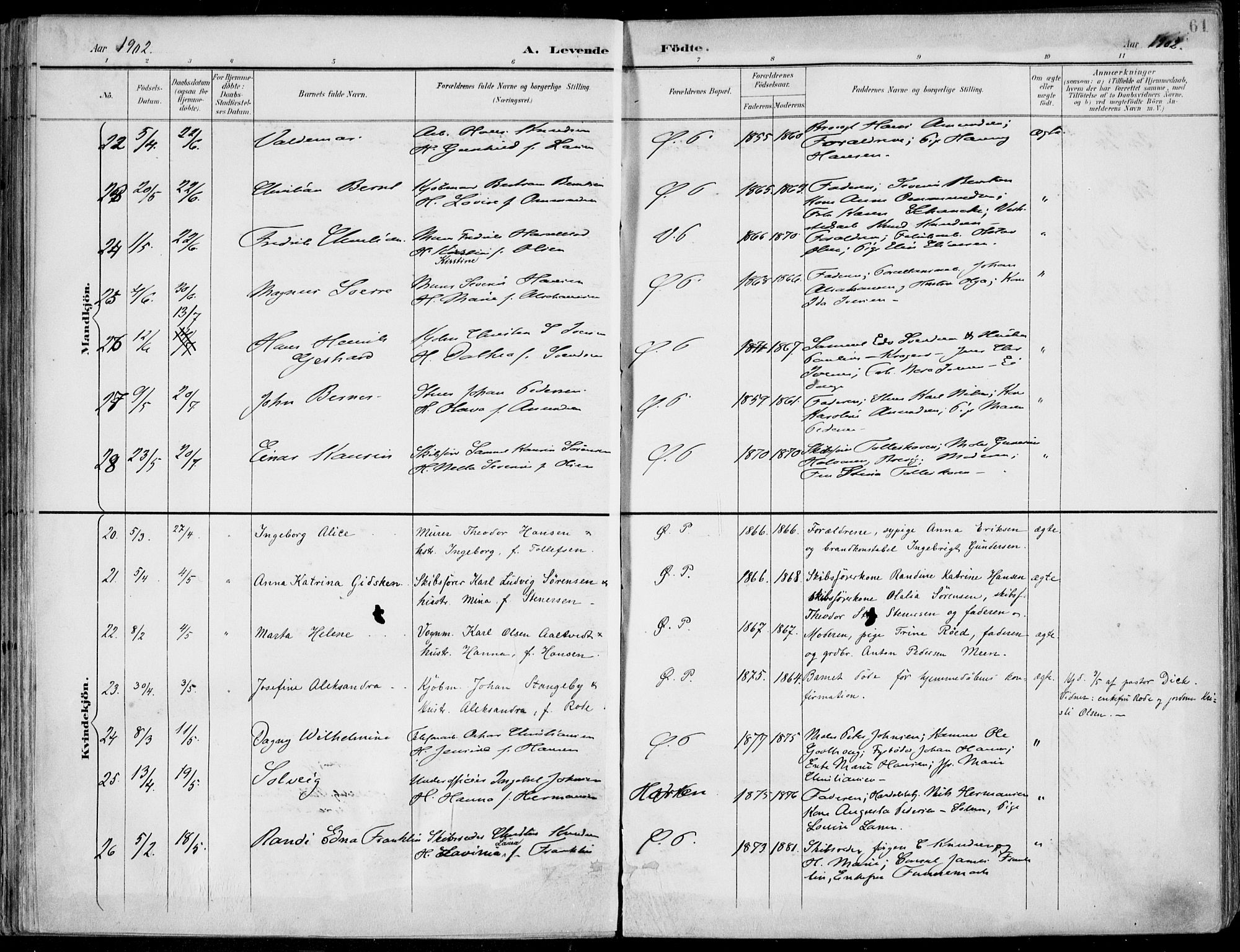 Porsgrunn kirkebøker , AV/SAKO-A-104/F/Fa/L0010: Ministerialbok nr. 10, 1895-1919, s. 61