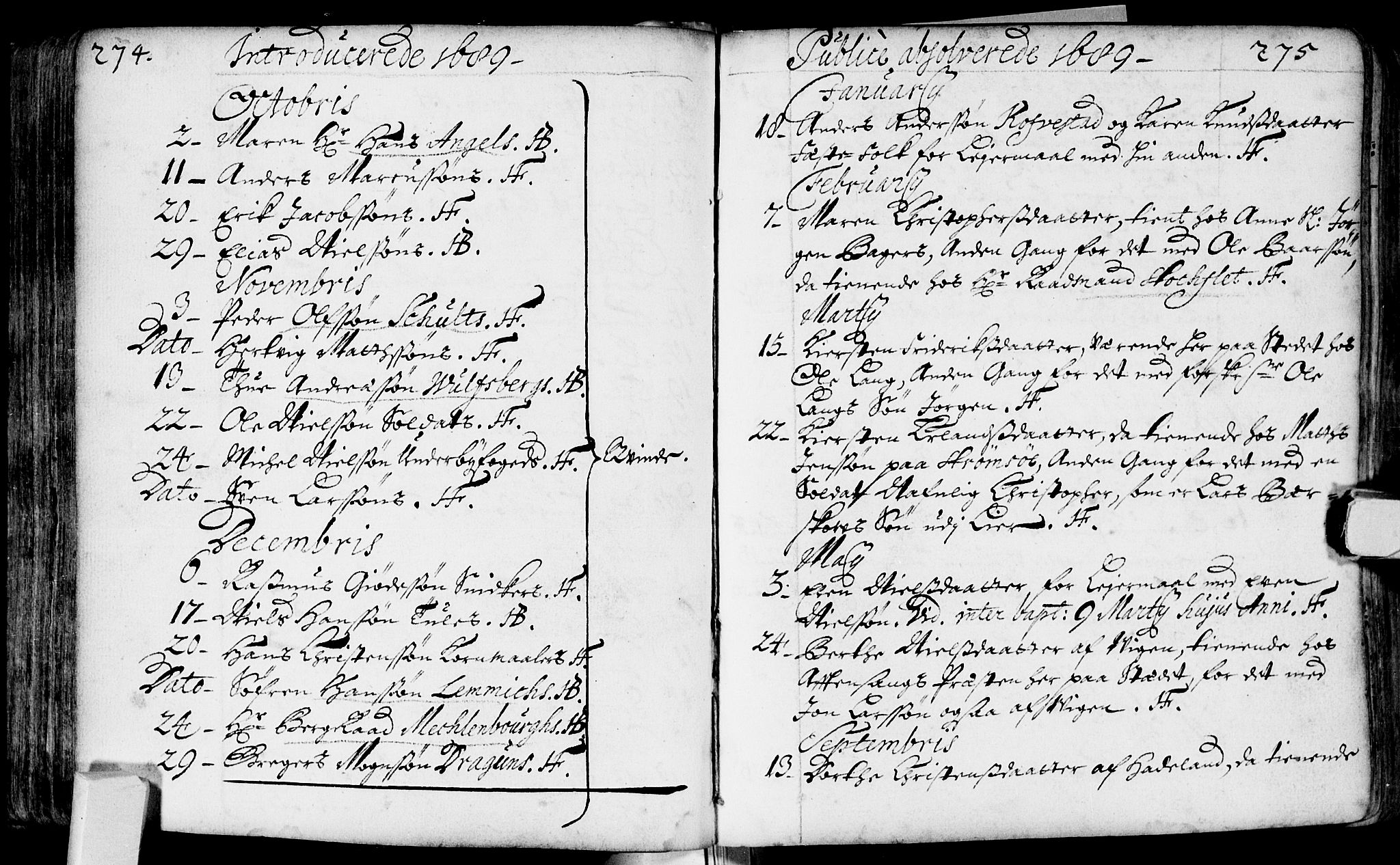 Bragernes kirkebøker, SAKO/A-6/F/Fa/L0002: Ministerialbok nr. I 2, 1680-1705, s. 274-275
