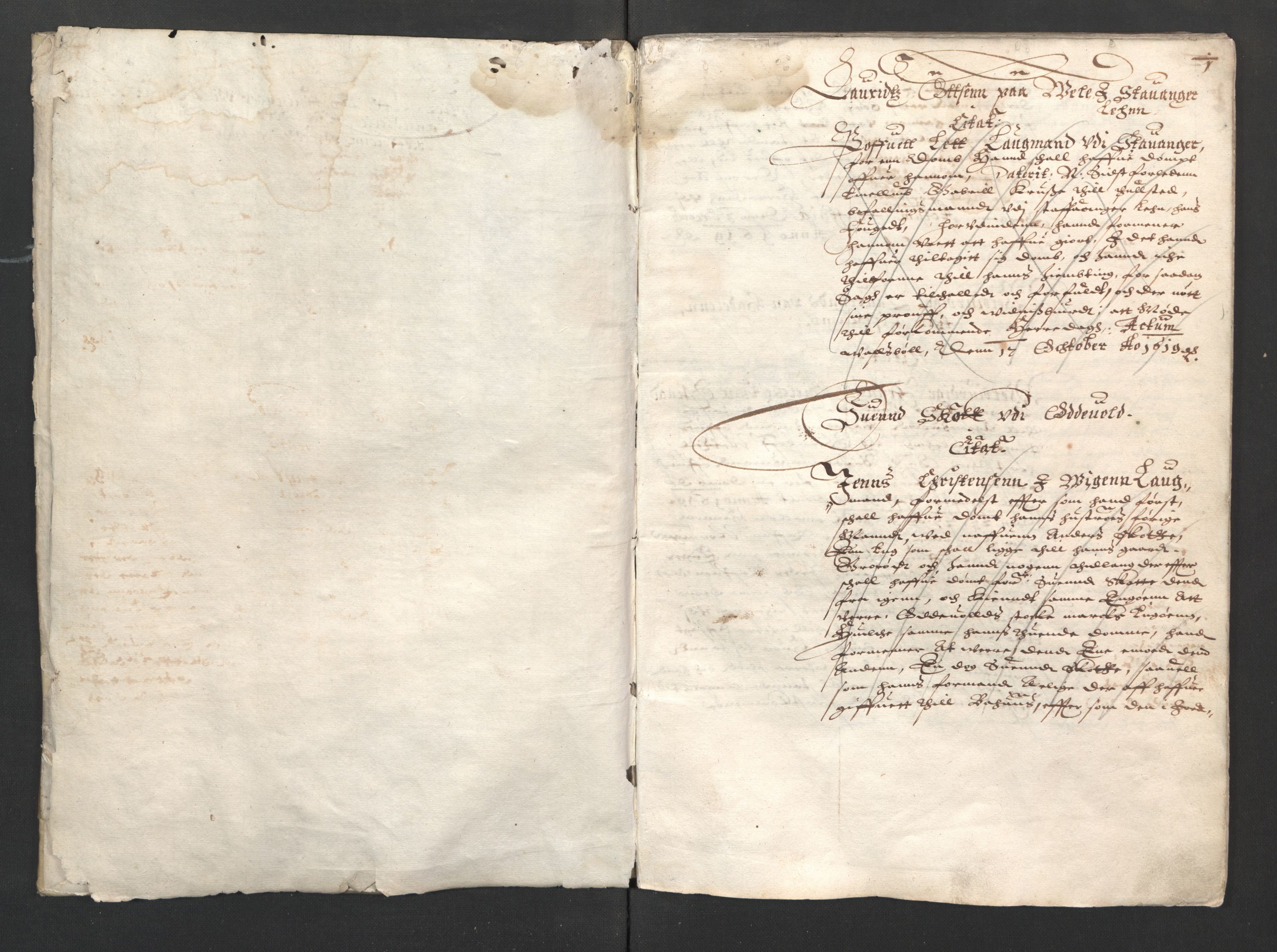 Herredagen 1539-1664  (Kongens Retterting), RA/EA-2882/A/L0013: Dombok   Avsiktsbok   Stevningsbok, 1622, s. 0-1