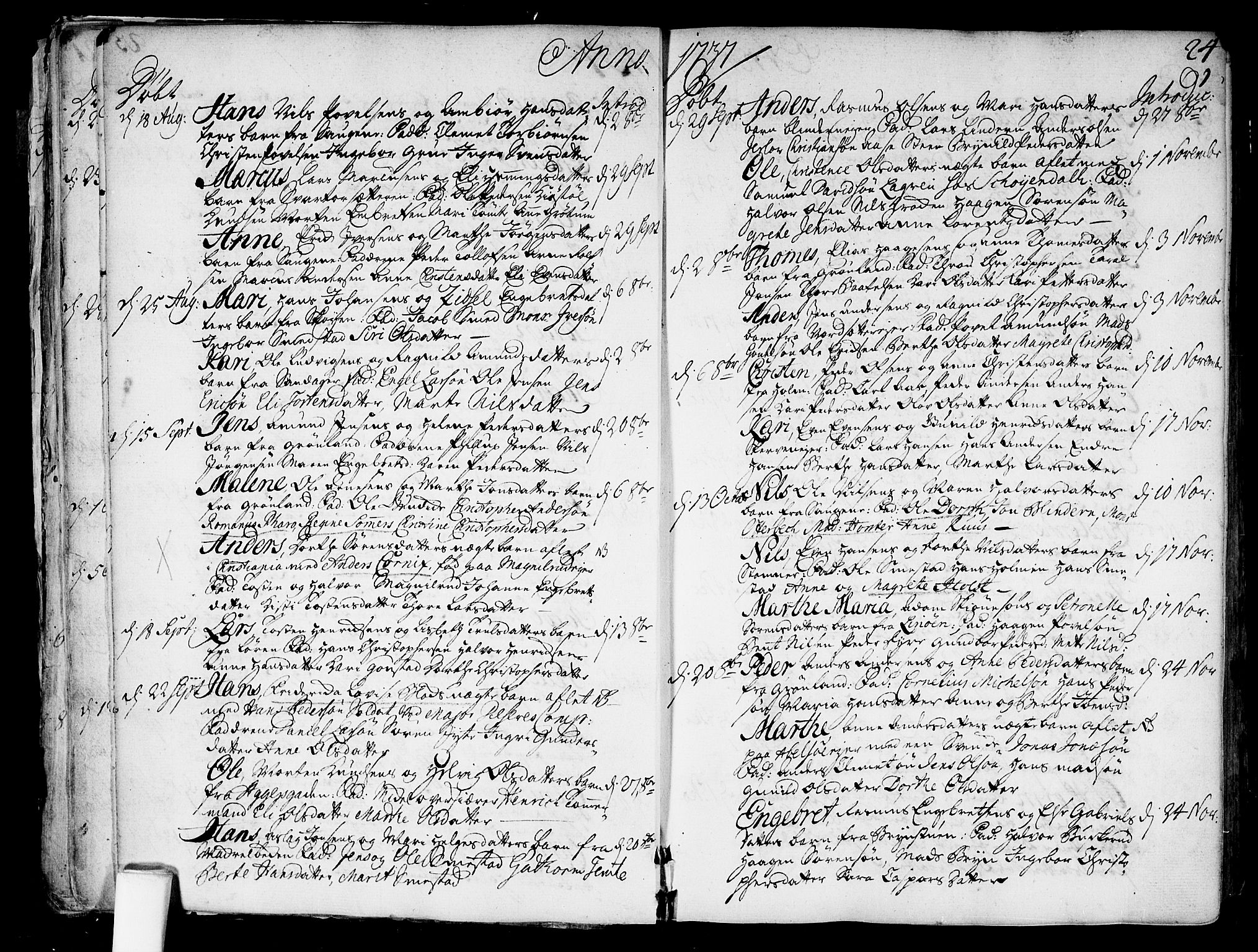 Aker prestekontor kirkebøker, AV/SAO-A-10861/F/L0007: Ministerialbok nr. 7, 1734-1748, s. 24
