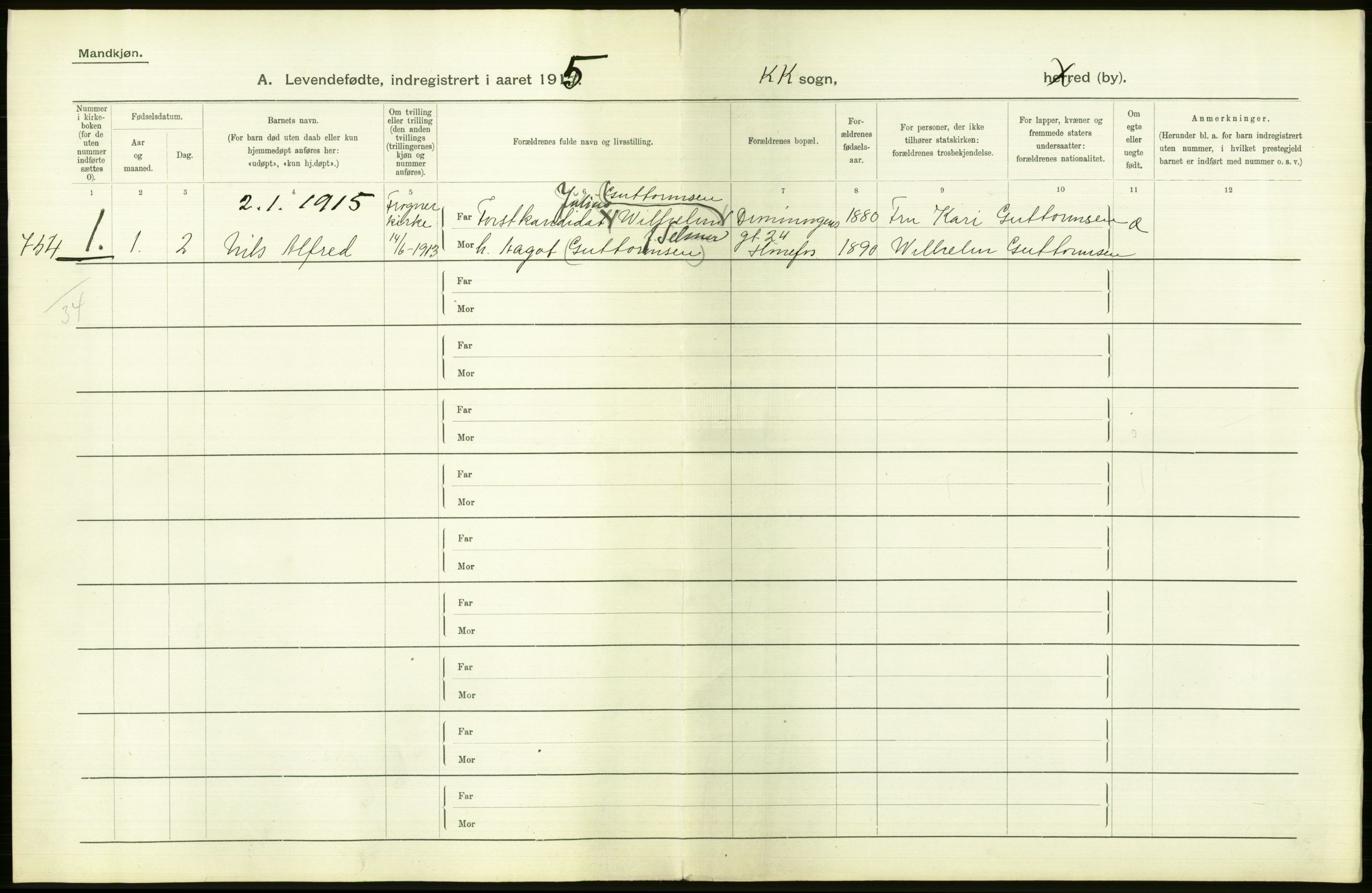 Statistisk sentralbyrå, Sosiodemografiske emner, Befolkning, AV/RA-S-2228/D/Df/Dfb/Dfbe/L0007: Kristiania: Levendefødte menn og kvinner., 1915, s. 310