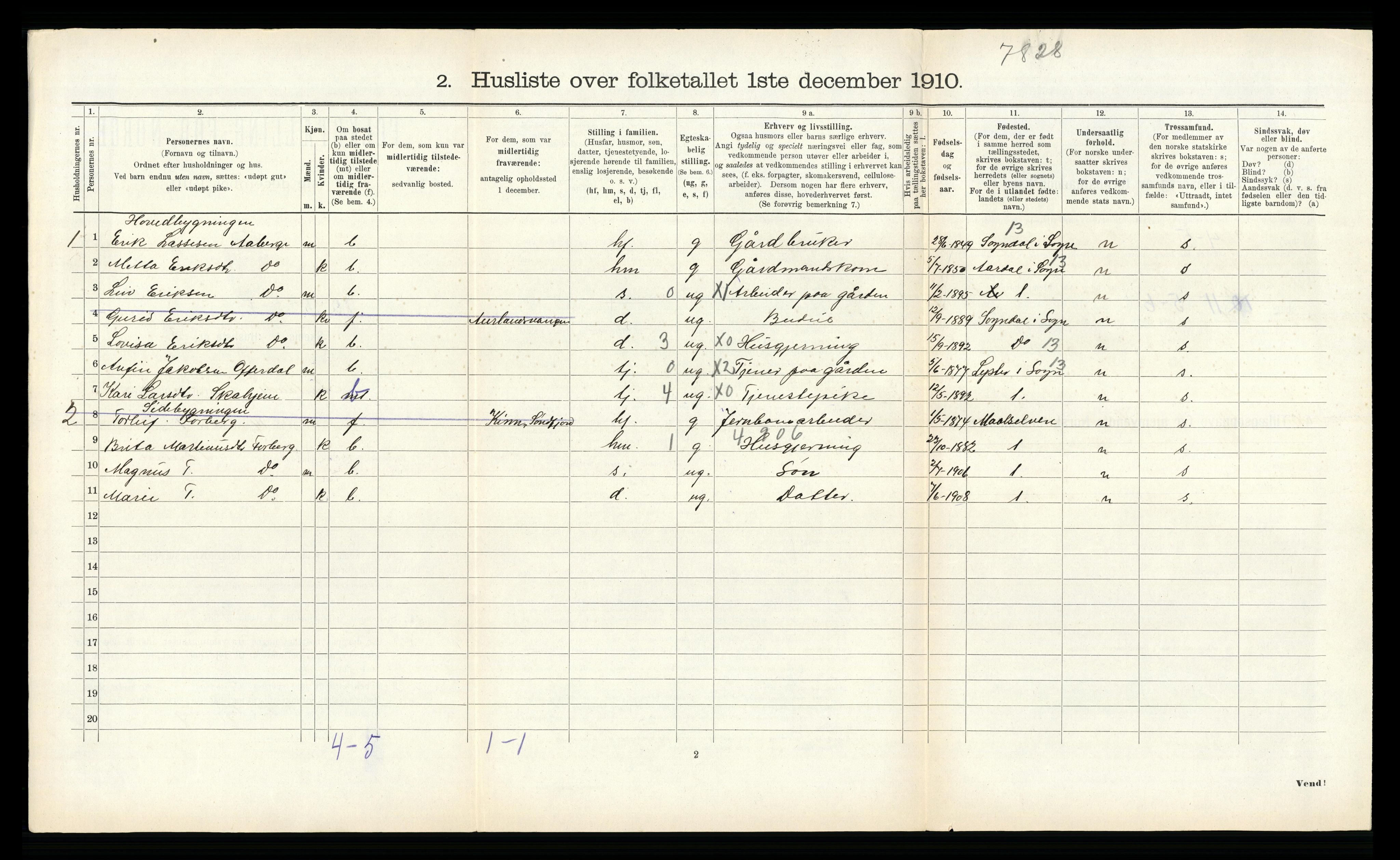 RA, Folketelling 1910 for 1421 Aurland herred, 1910, s. 450