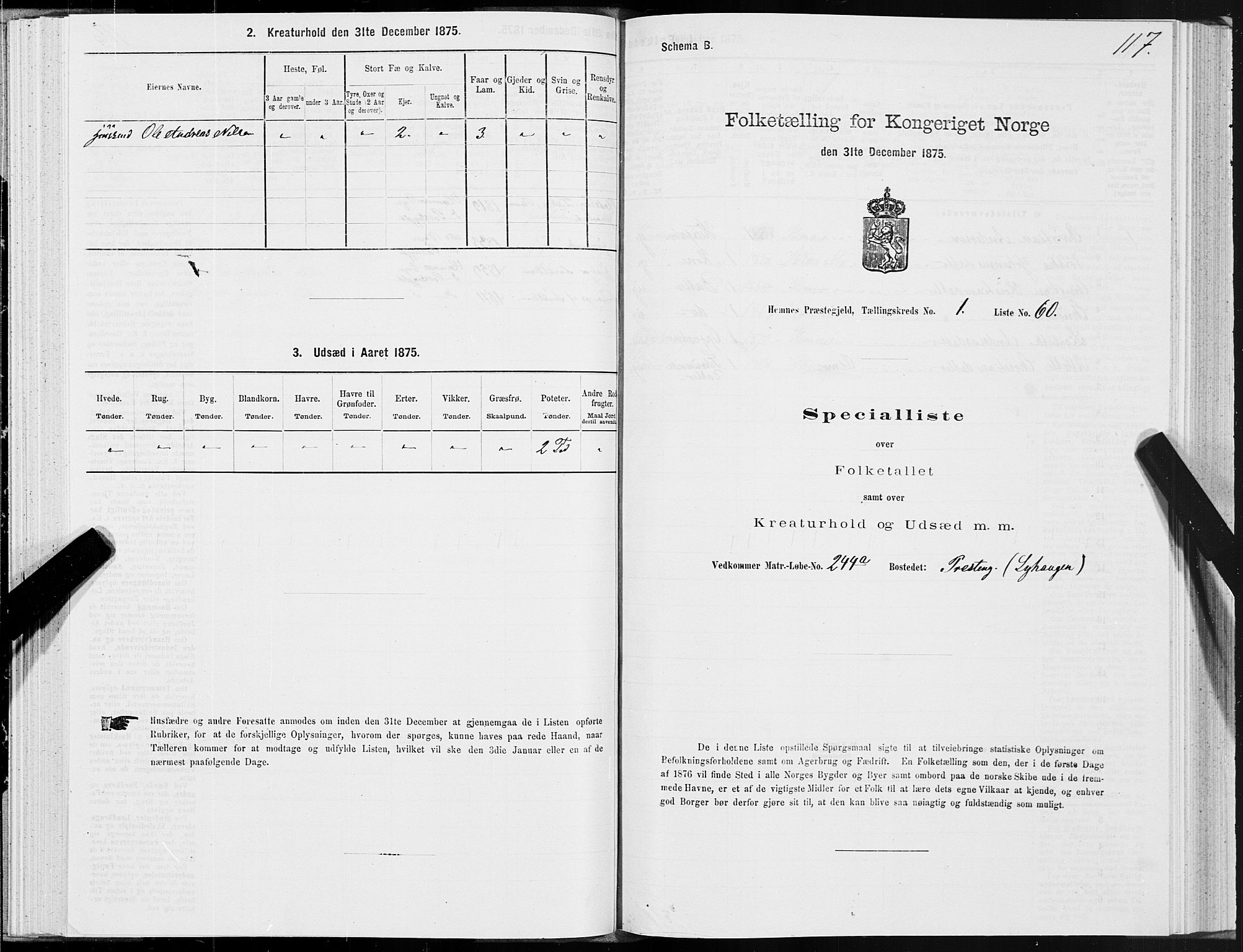 SAT, Folketelling 1875 for 1832P Hemnes prestegjeld, 1875, s. 1117