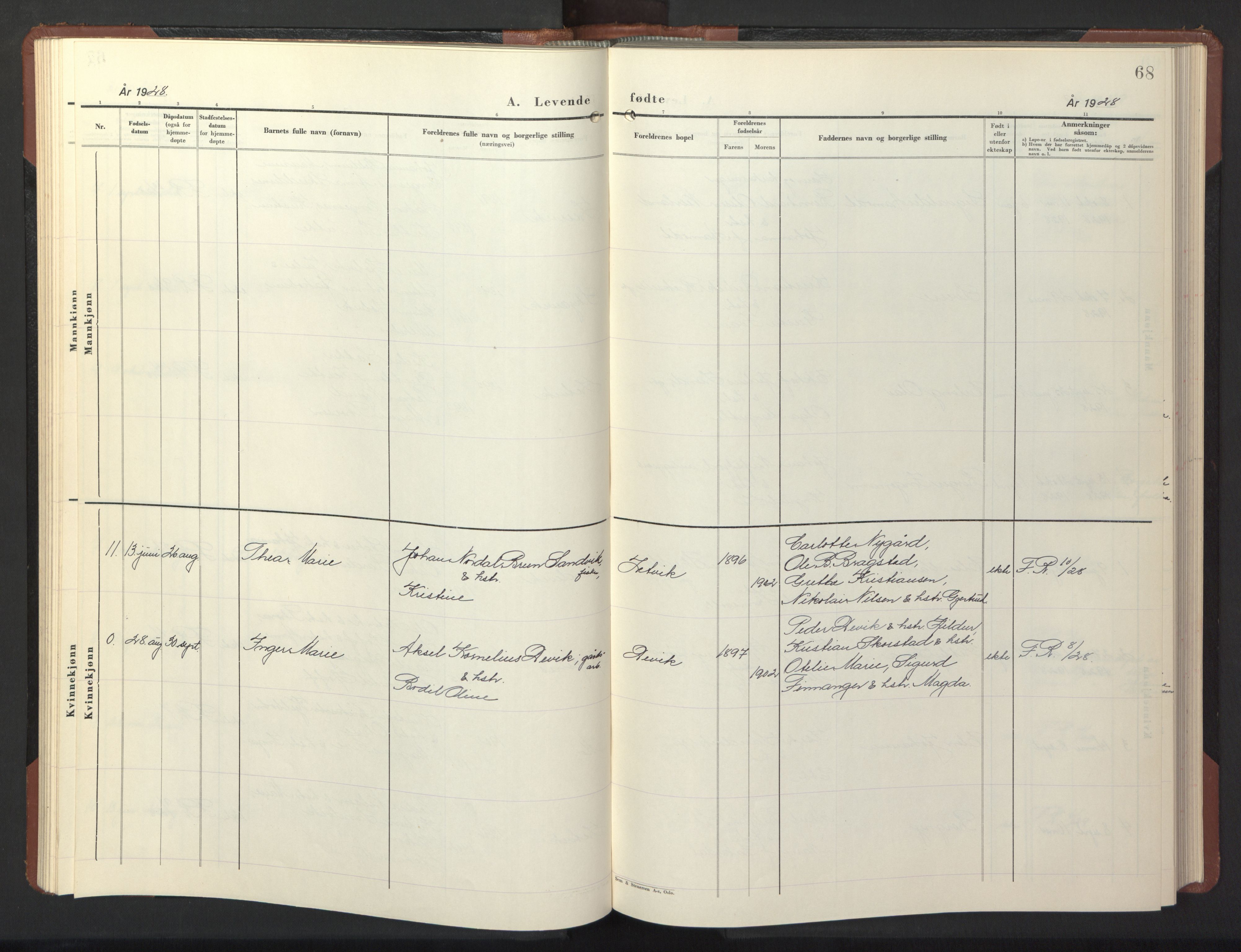 Ministerialprotokoller, klokkerbøker og fødselsregistre - Nord-Trøndelag, AV/SAT-A-1458/773/L0625: Klokkerbok nr. 773C01, 1910-1952, s. 68