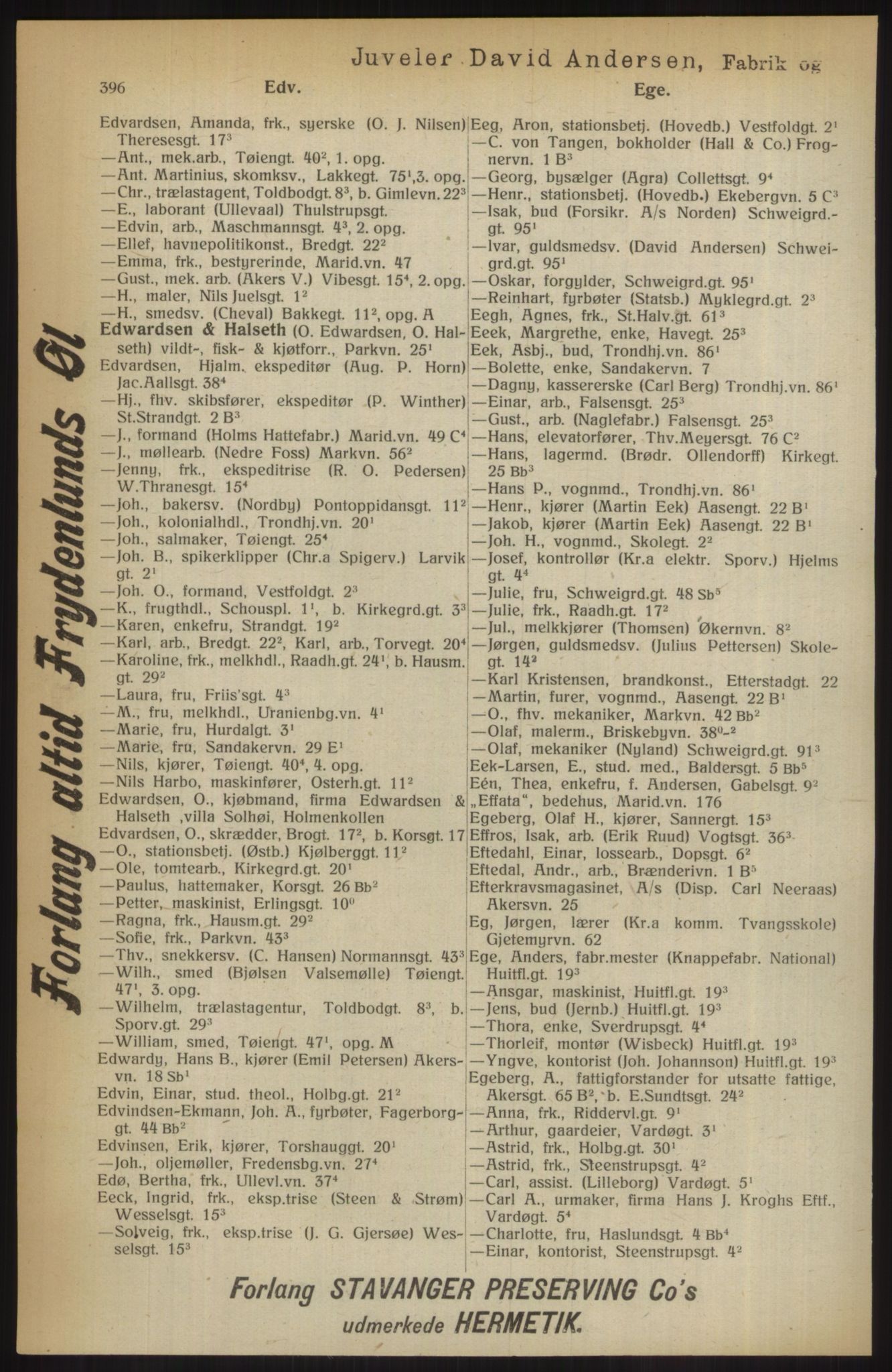 Kristiania/Oslo adressebok, PUBL/-, 1914, s. 396