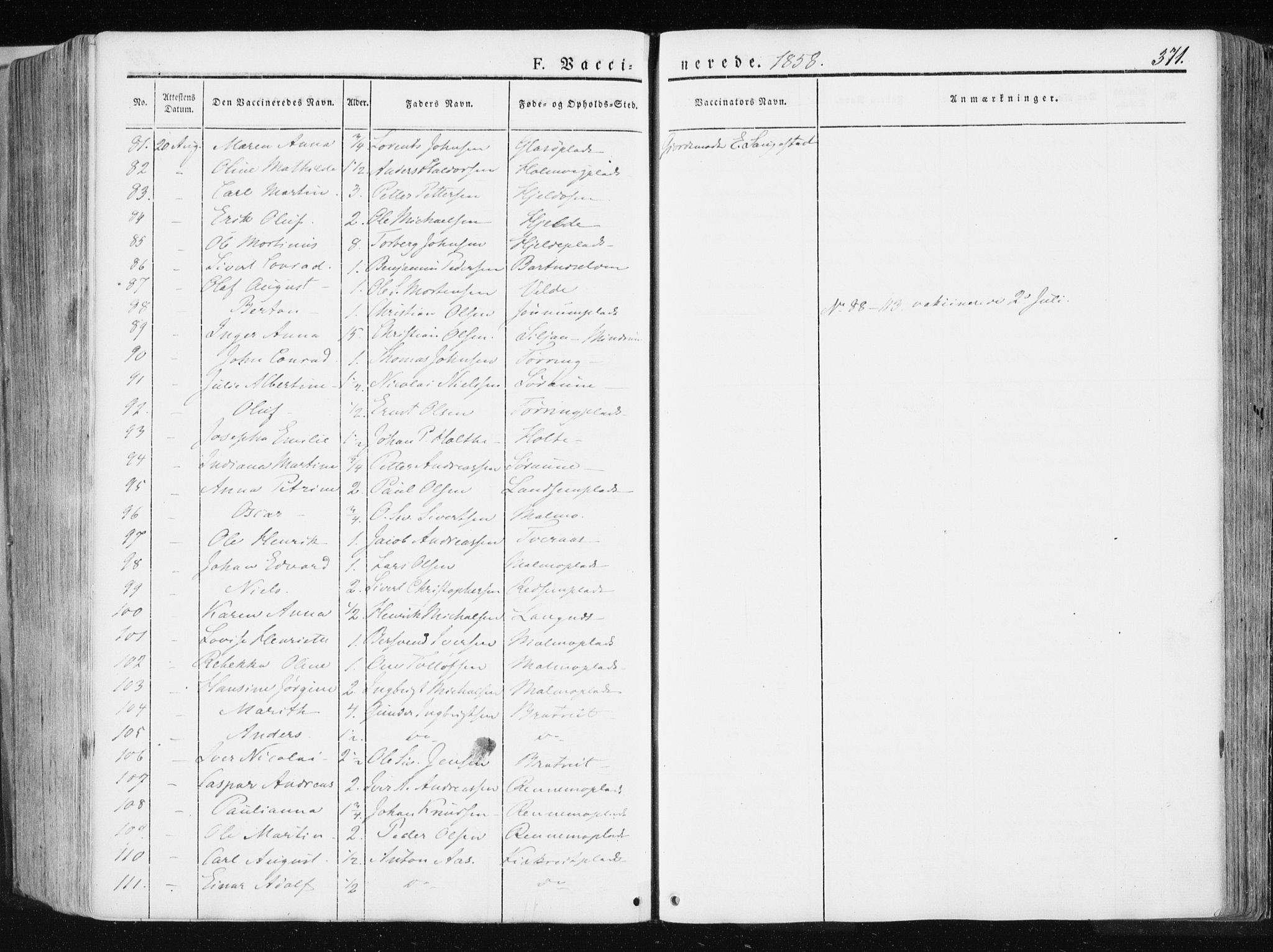 Ministerialprotokoller, klokkerbøker og fødselsregistre - Nord-Trøndelag, AV/SAT-A-1458/741/L0393: Ministerialbok nr. 741A07, 1849-1863, s. 371