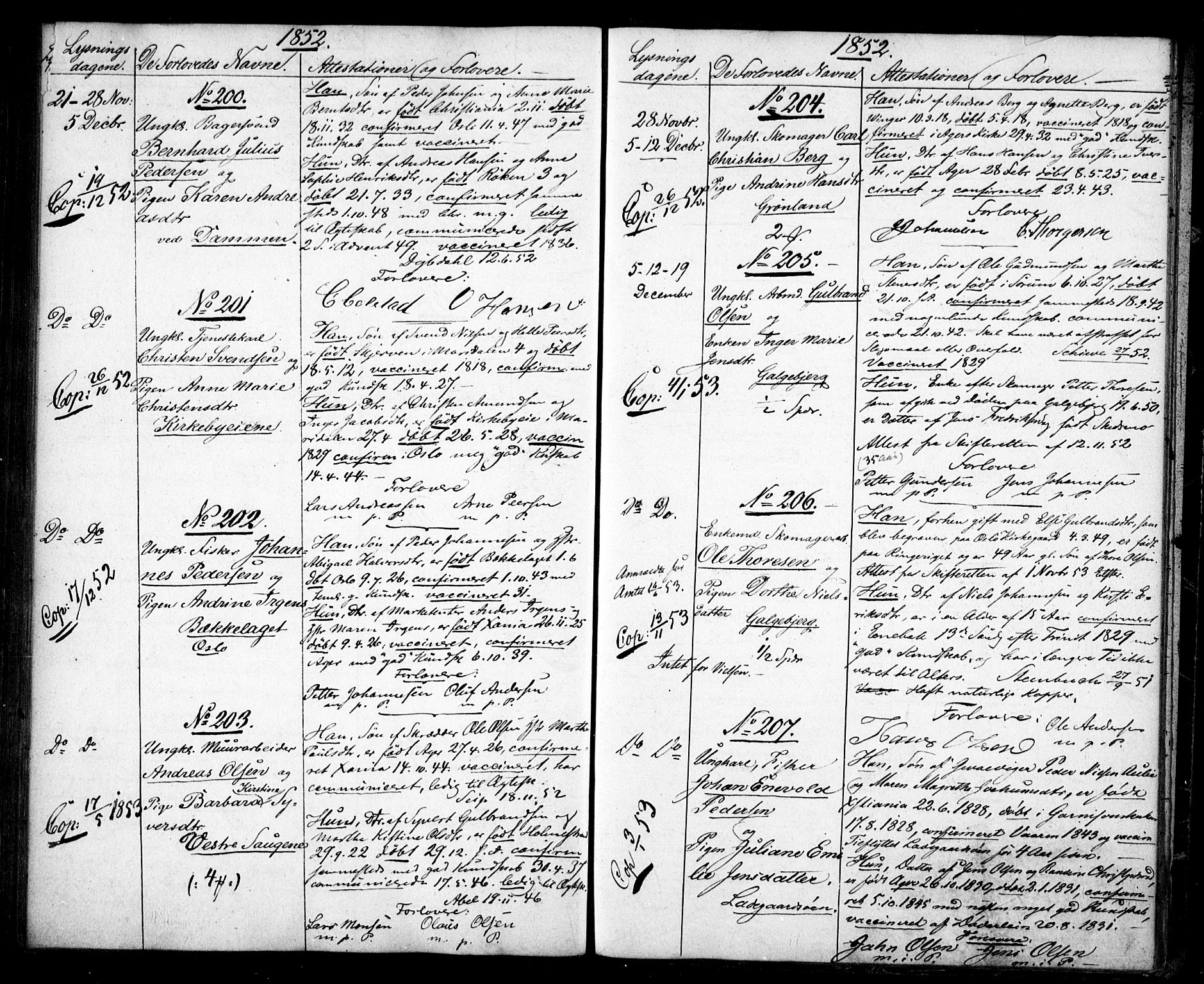 Aker prestekontor kirkebøker, AV/SAO-A-10861/H/L0004: Lysningsprotokoll nr. 4, 1848-1853