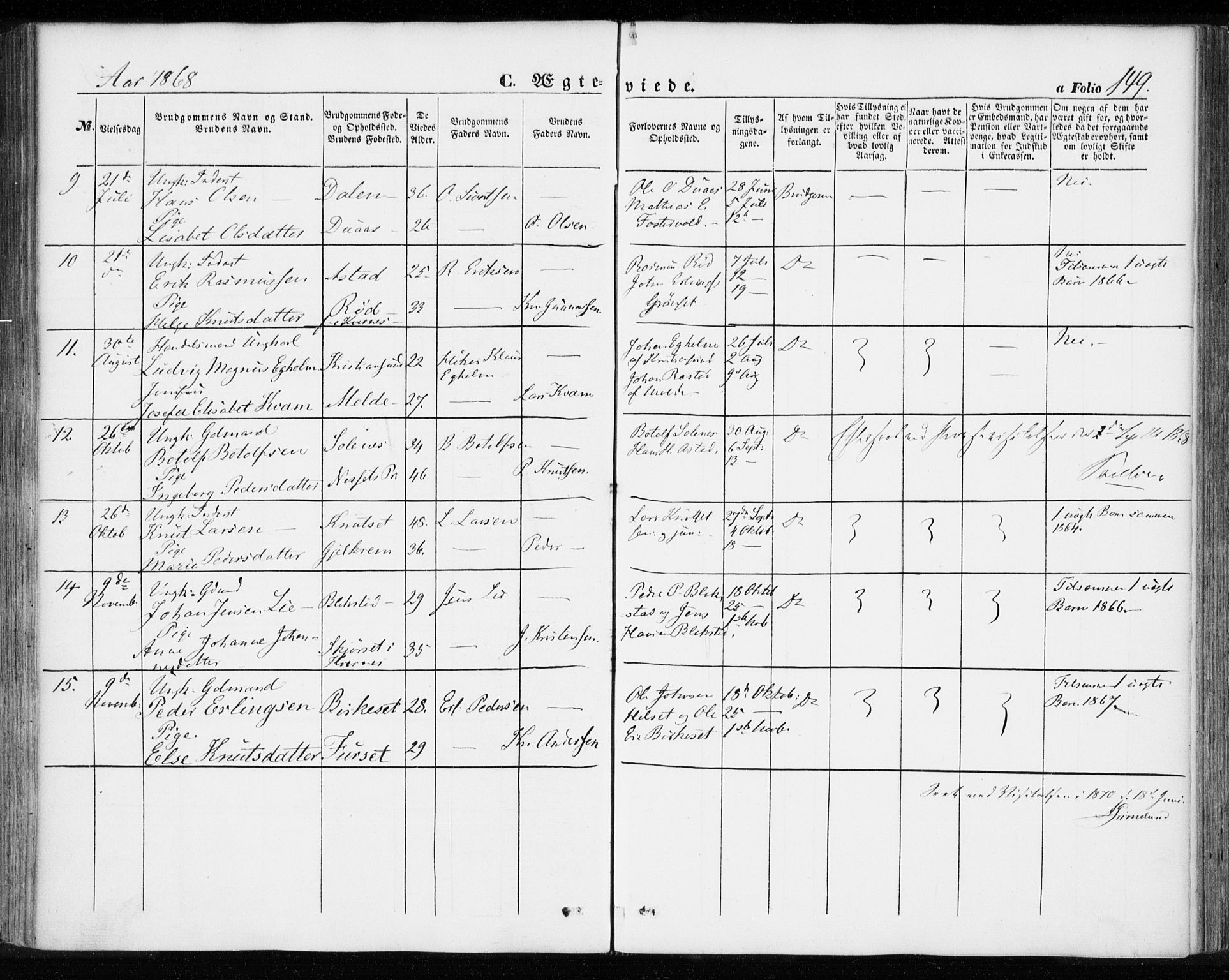 Ministerialprotokoller, klokkerbøker og fødselsregistre - Møre og Romsdal, AV/SAT-A-1454/584/L0965: Ministerialbok nr. 584A05, 1857-1868, s. 149