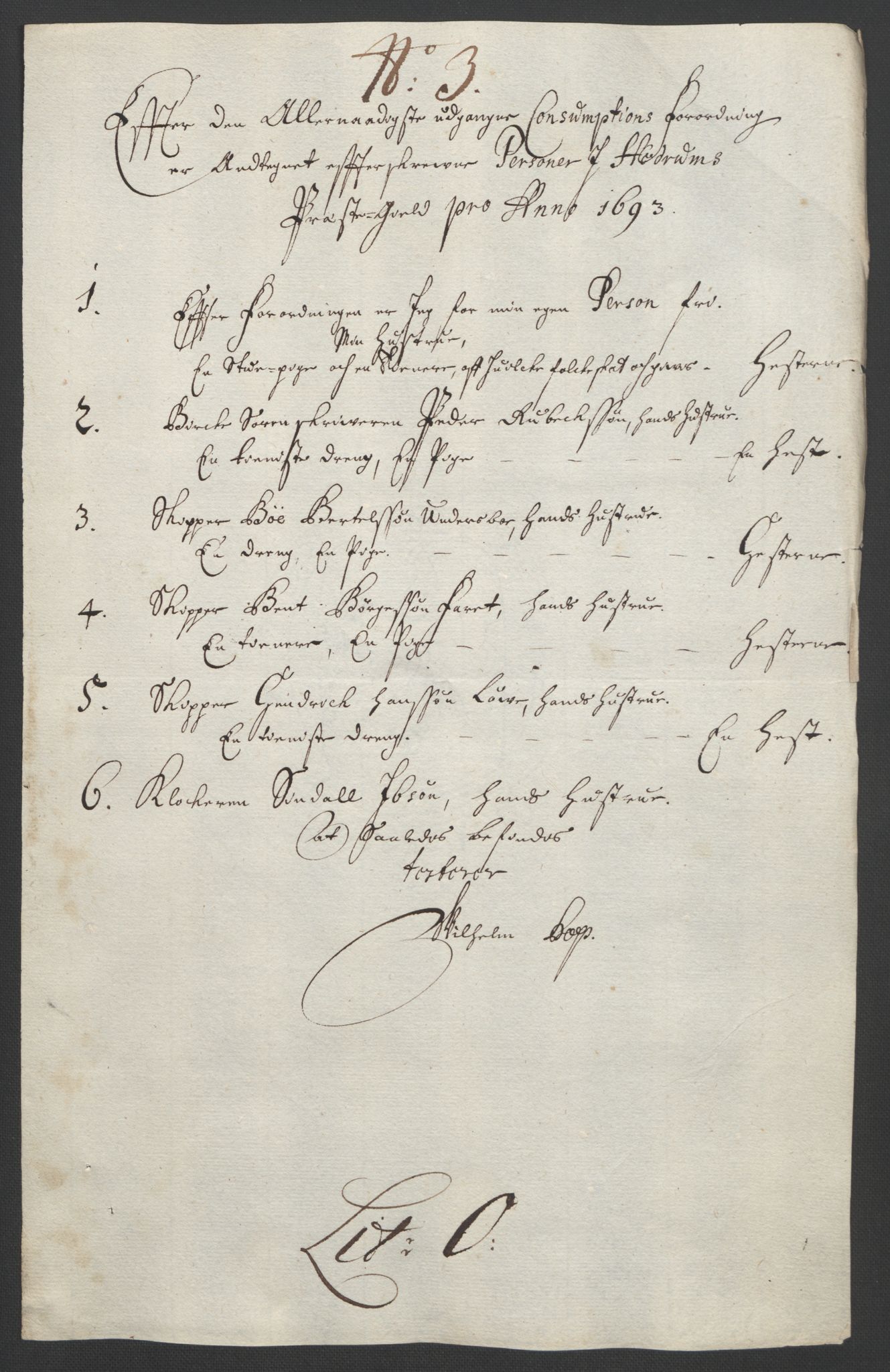 Rentekammeret inntil 1814, Reviderte regnskaper, Fogderegnskap, RA/EA-4092/R33/L1974: Fogderegnskap Larvik grevskap, 1693-1695, s. 52