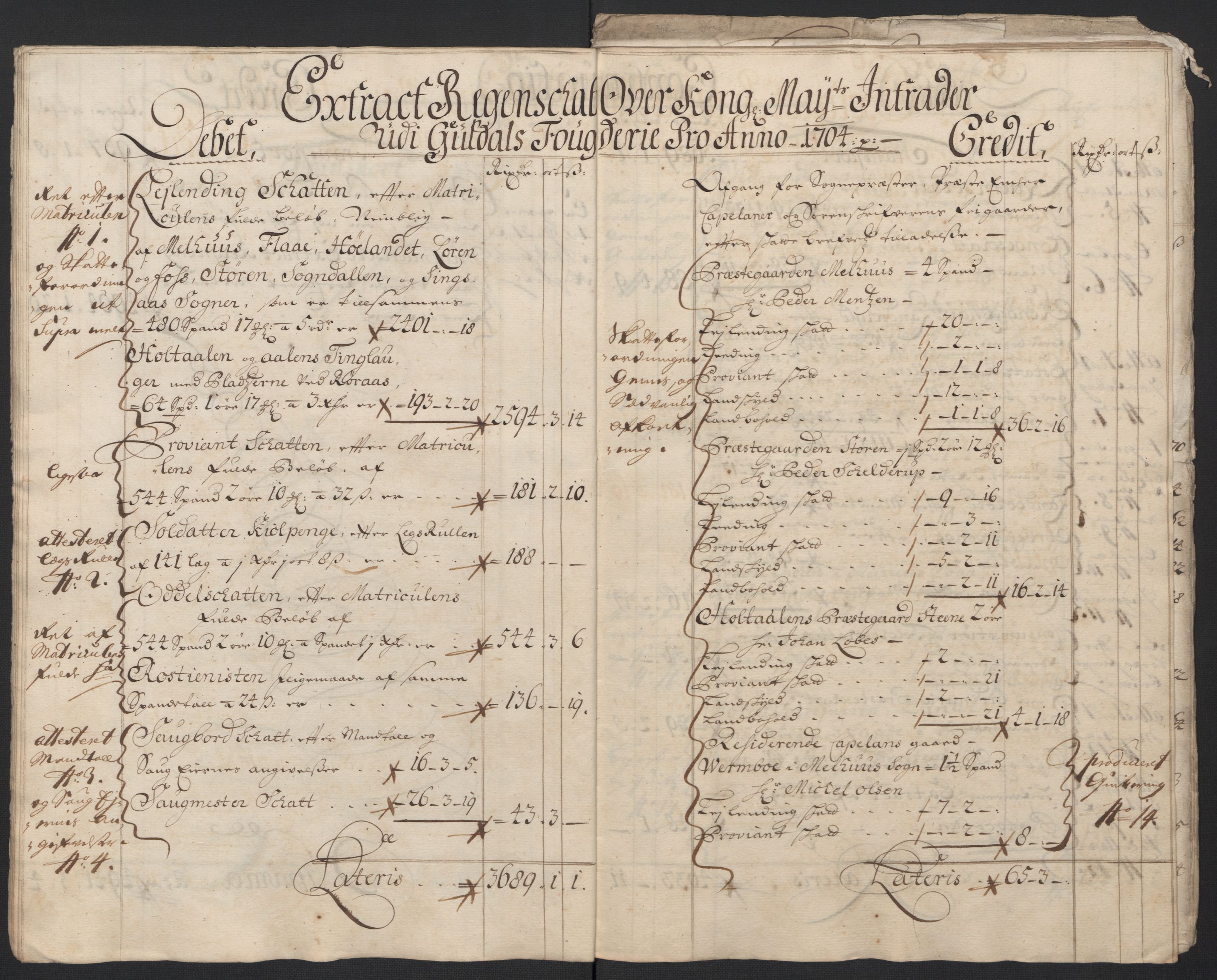 Rentekammeret inntil 1814, Reviderte regnskaper, Fogderegnskap, AV/RA-EA-4092/R60/L3954: Fogderegnskap Orkdal og Gauldal, 1704, s. 9