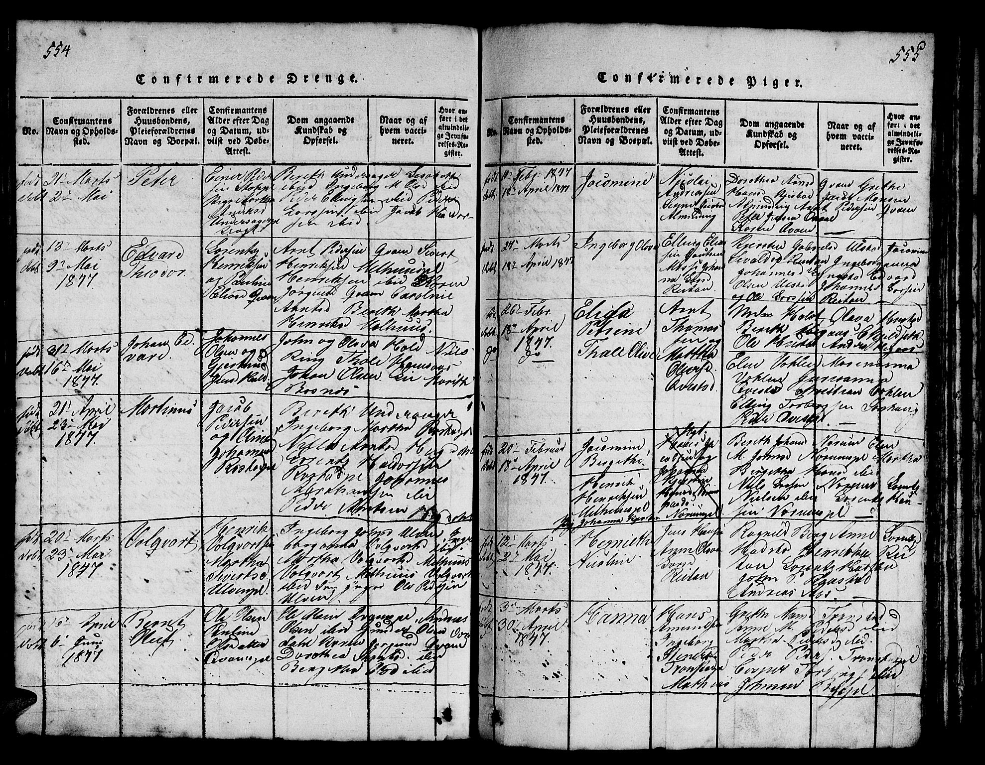 Ministerialprotokoller, klokkerbøker og fødselsregistre - Nord-Trøndelag, AV/SAT-A-1458/730/L0298: Klokkerbok nr. 730C01, 1816-1849, s. 554-555