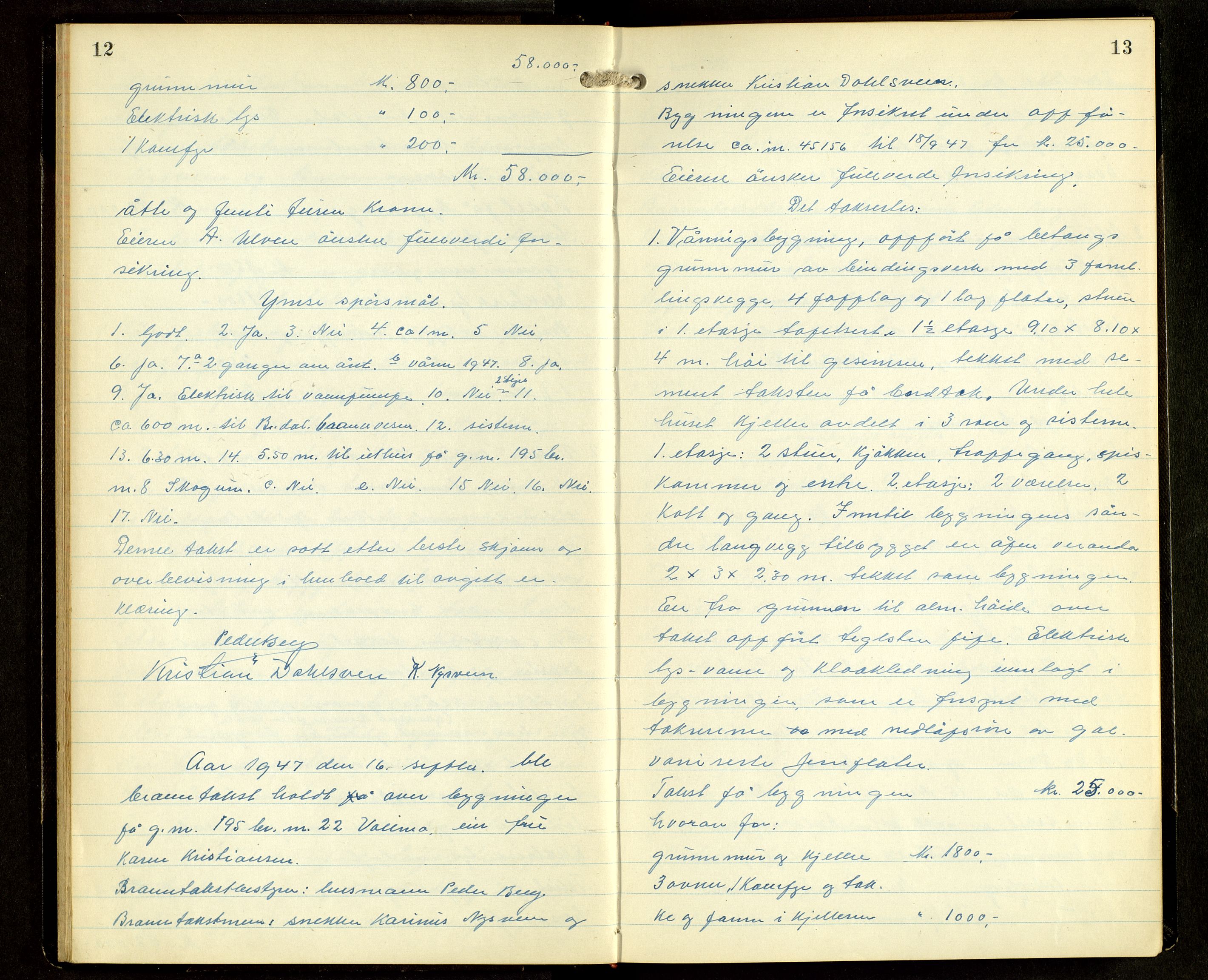 Norges Brannkasse, Furnes, AV/SAH-NBRANF-004/F/L0004: Branntakstprotokoll, 1947-1950, s. 12-13