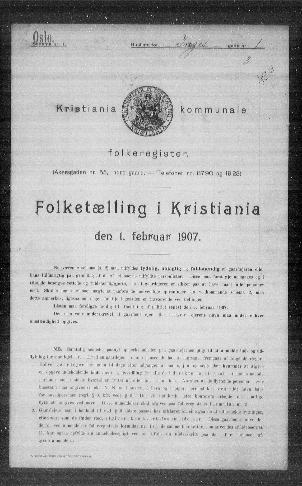 OBA, Kommunal folketelling 1.2.1907 for Kristiania kjøpstad, 1907, s. 22806