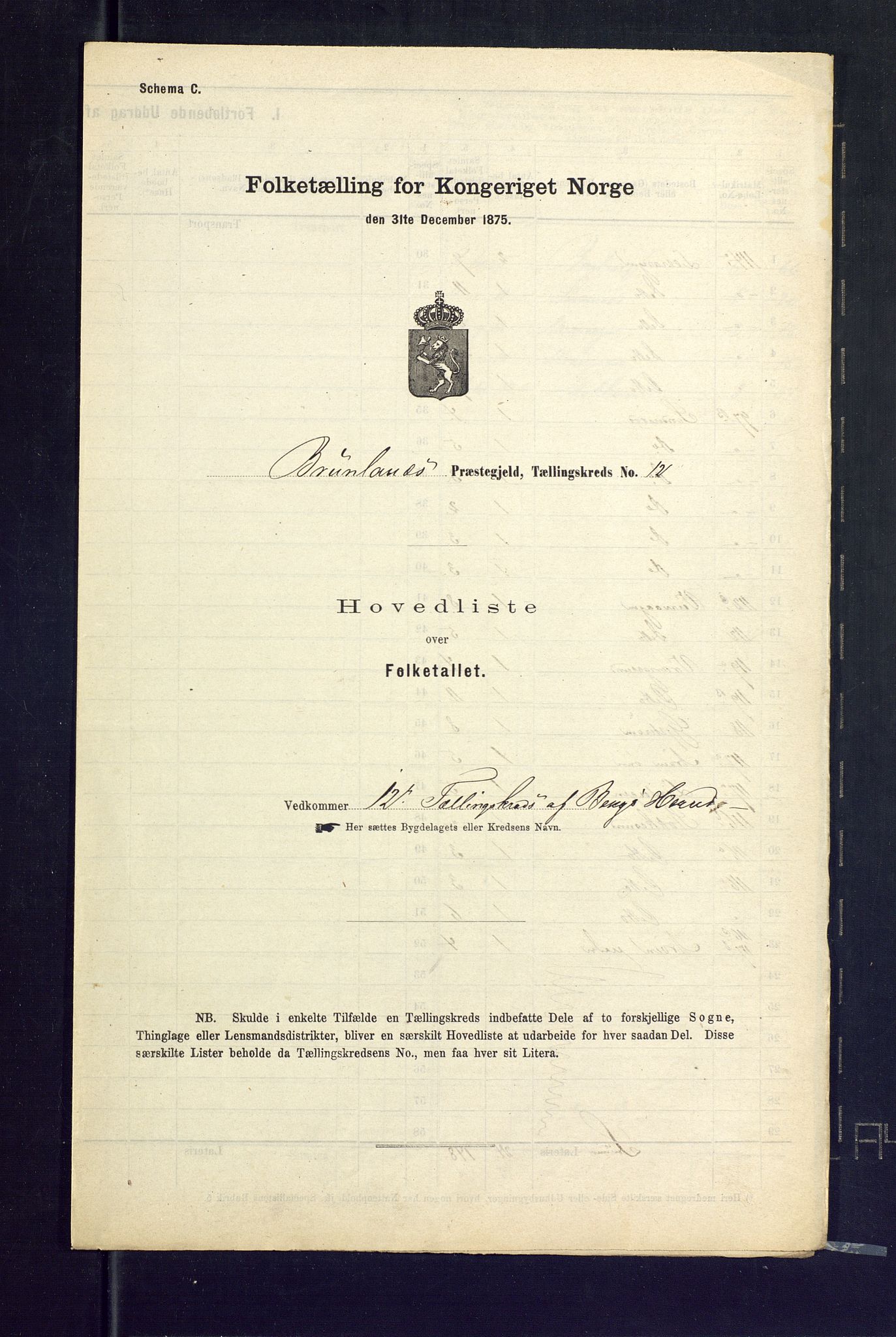 SAKO, Folketelling 1875 for 0726P Brunlanes prestegjeld, 1875, s. 47