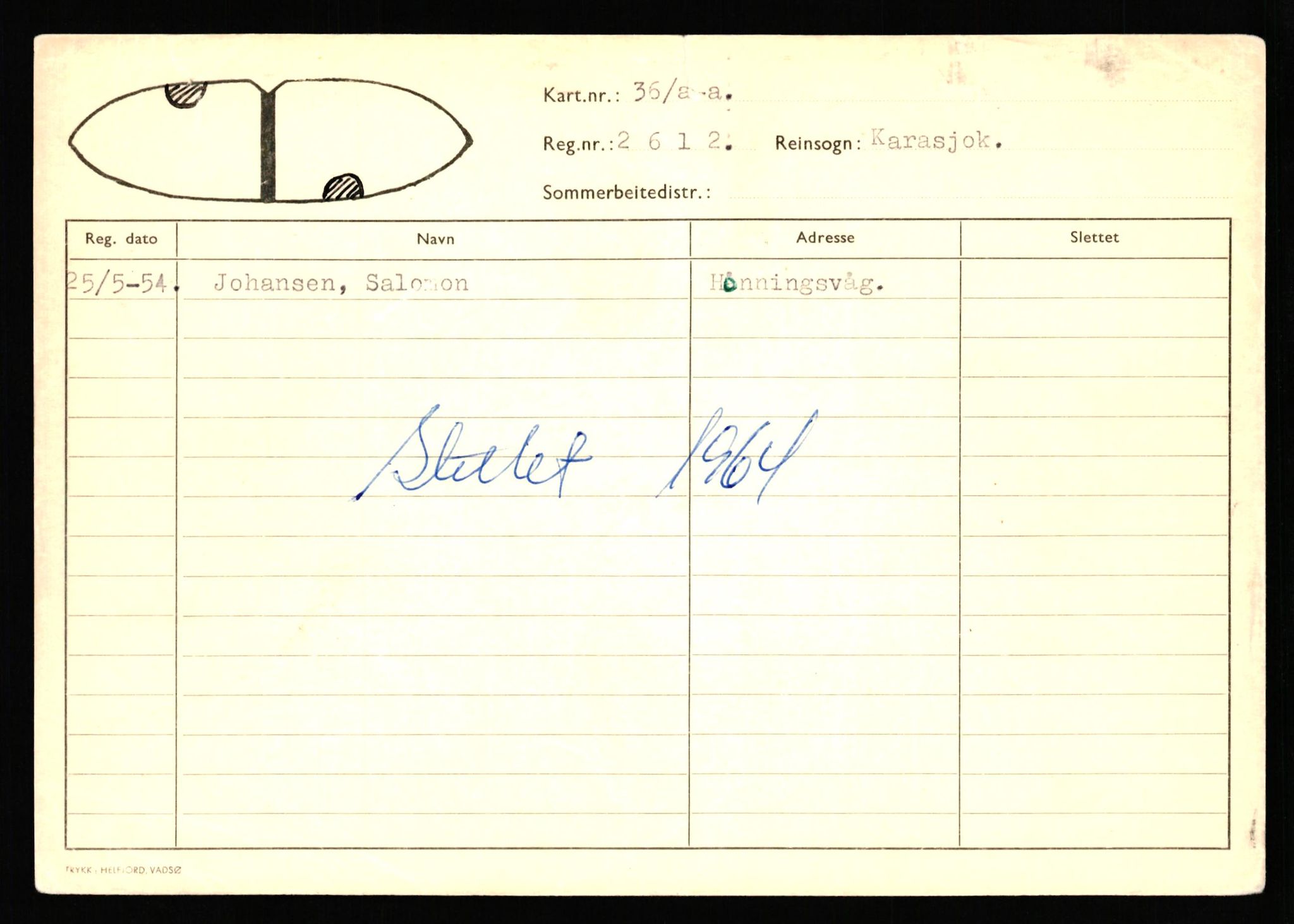 Lappefogden i Finnmark/Reindriftsforvaltningen Øst-Finnmark, AV/SATØ-S-1461/G/Ge/Gea/L0006: Slettede reinmerker, 1934-1992, s. 52