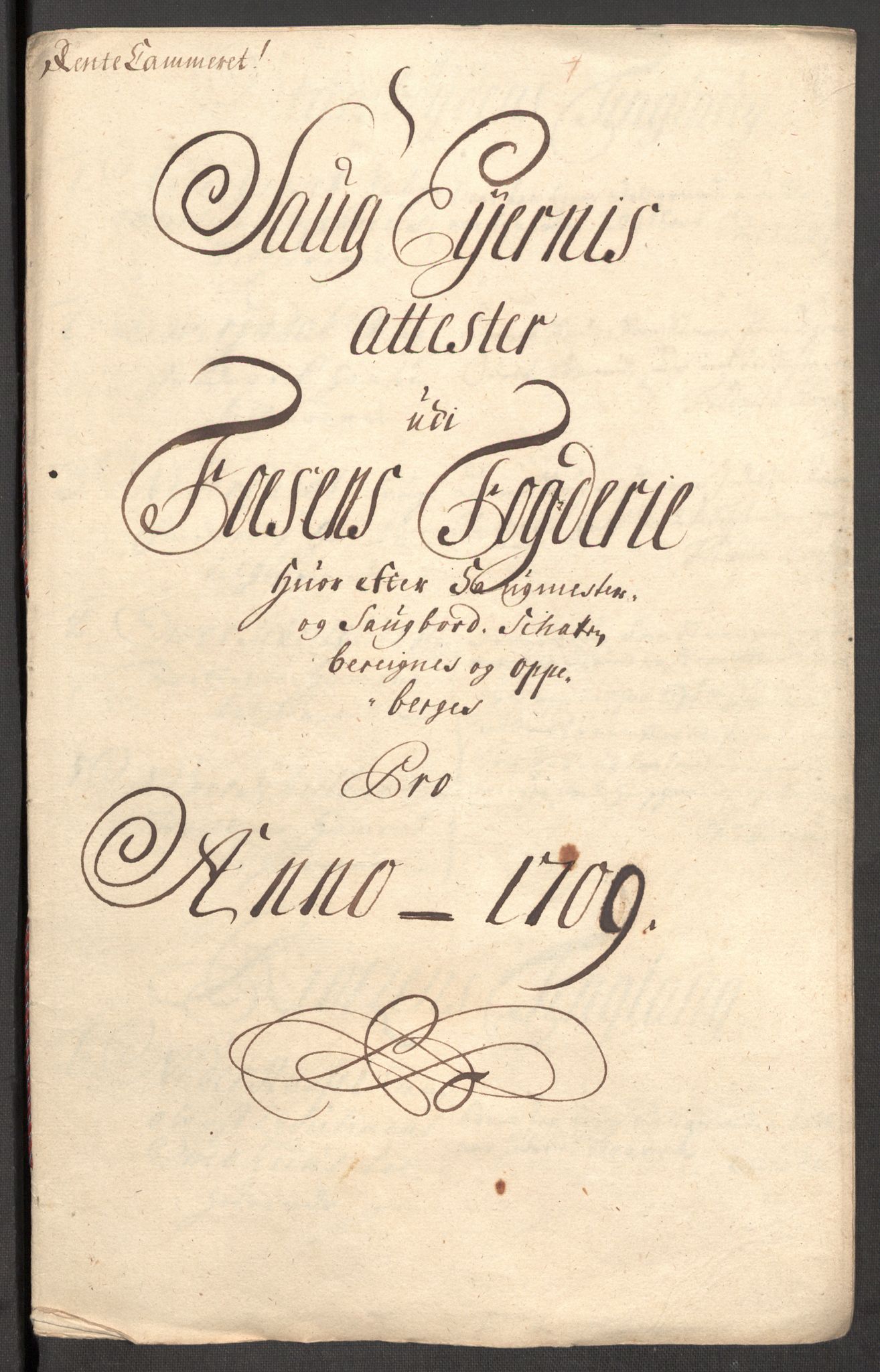 Rentekammeret inntil 1814, Reviderte regnskaper, Fogderegnskap, RA/EA-4092/R57/L3858: Fogderegnskap Fosen, 1708-1709, s. 278