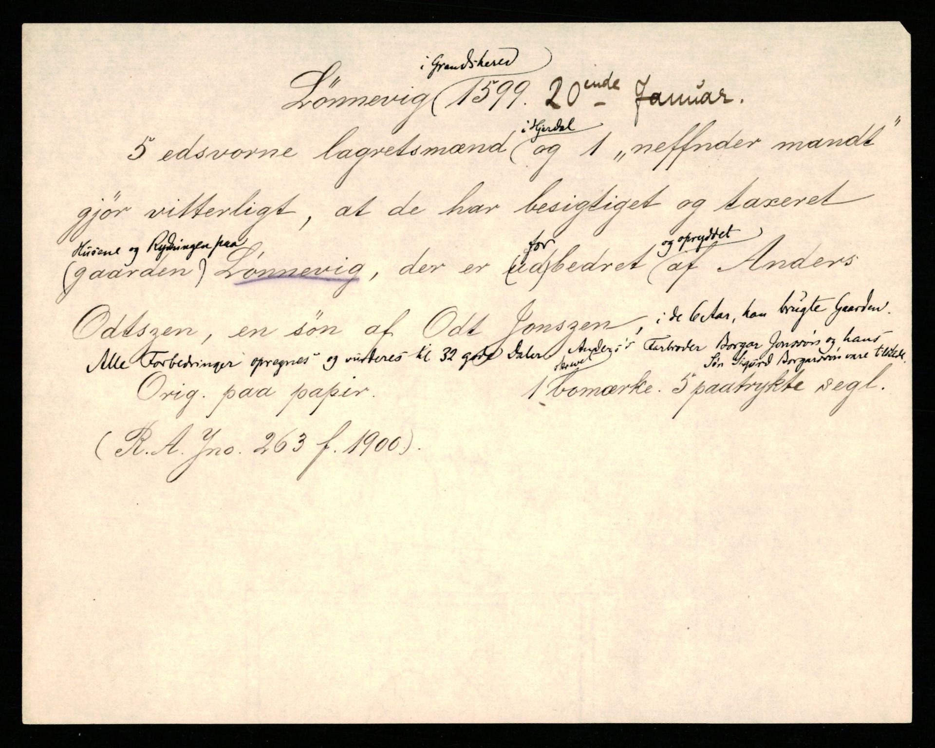 Riksarkivets diplomsamling, AV/RA-EA-5965/F35/F35b/L0004: Riksarkivets diplomer, seddelregister, 1593-1600, s. 501