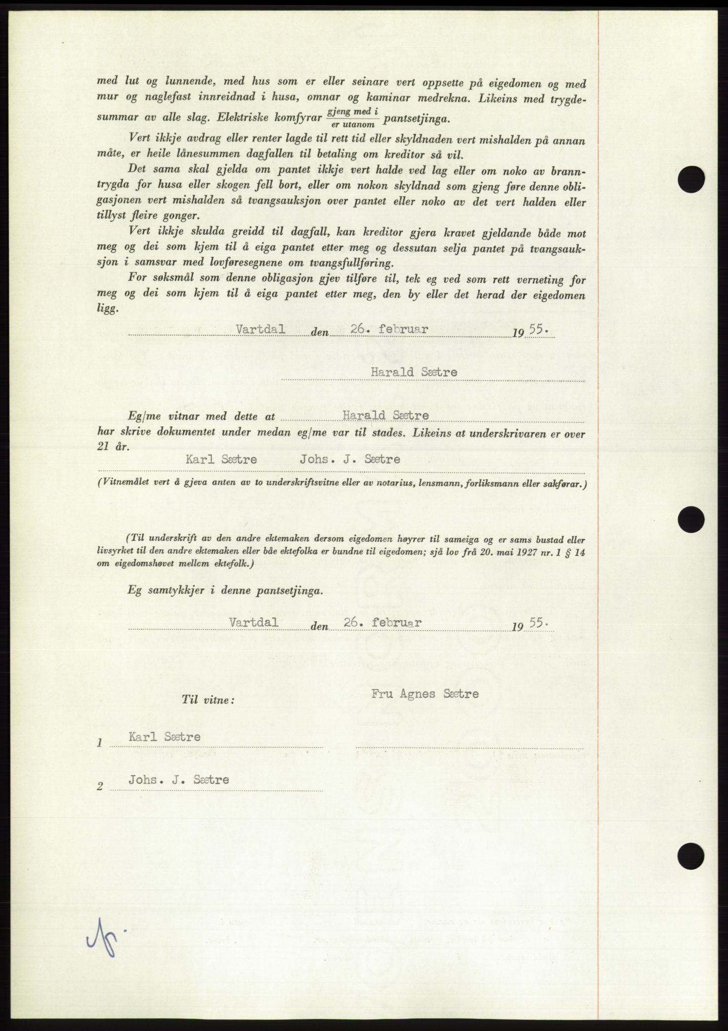 Søre Sunnmøre sorenskriveri, AV/SAT-A-4122/1/2/2C/L0126: Pantebok nr. 14B, 1954-1955, Dagboknr: 463/1955