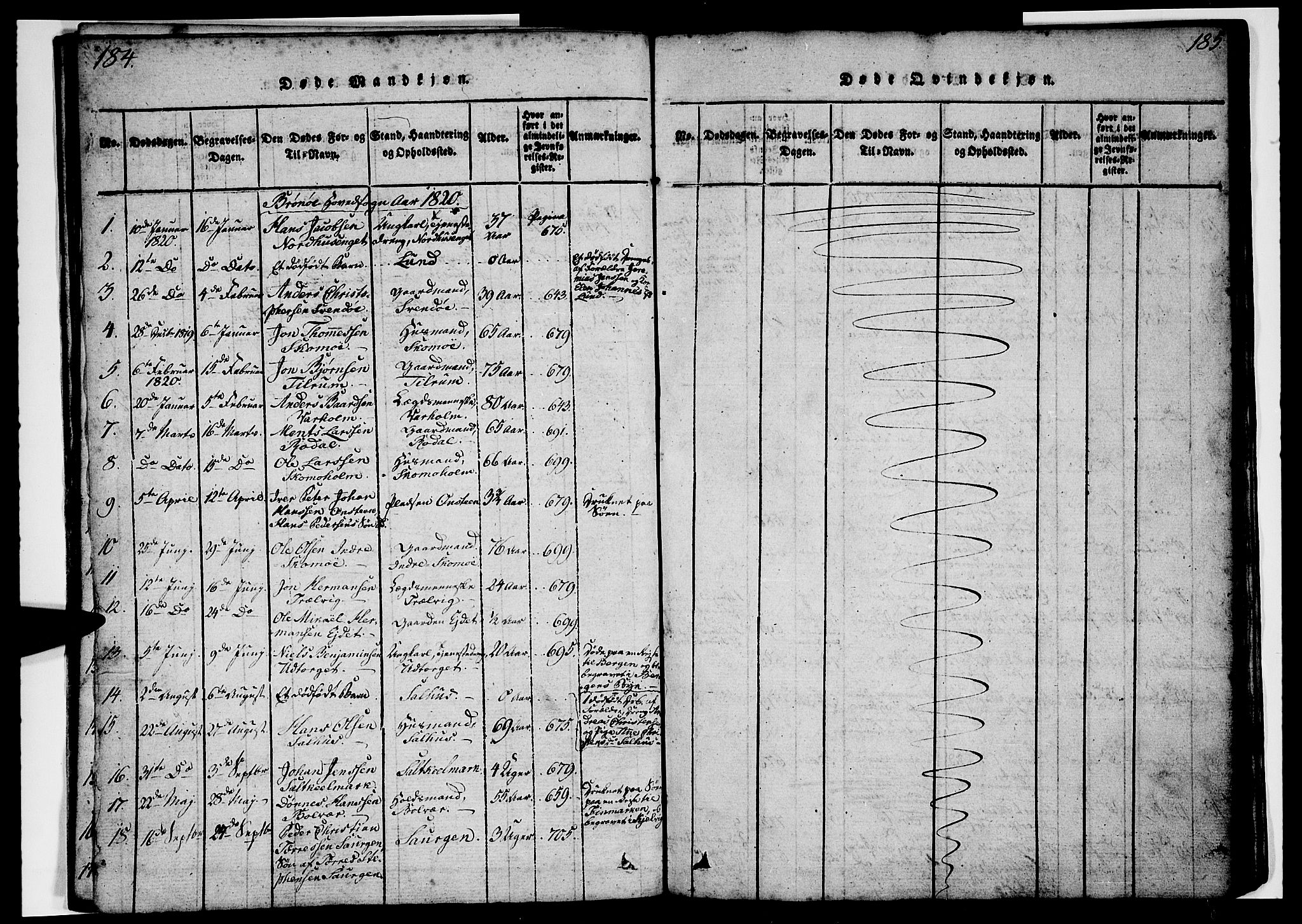 Ministerialprotokoller, klokkerbøker og fødselsregistre - Nordland, AV/SAT-A-1459/813/L0197: Ministerialbok nr. 813A07, 1820-1833, s. 184-185