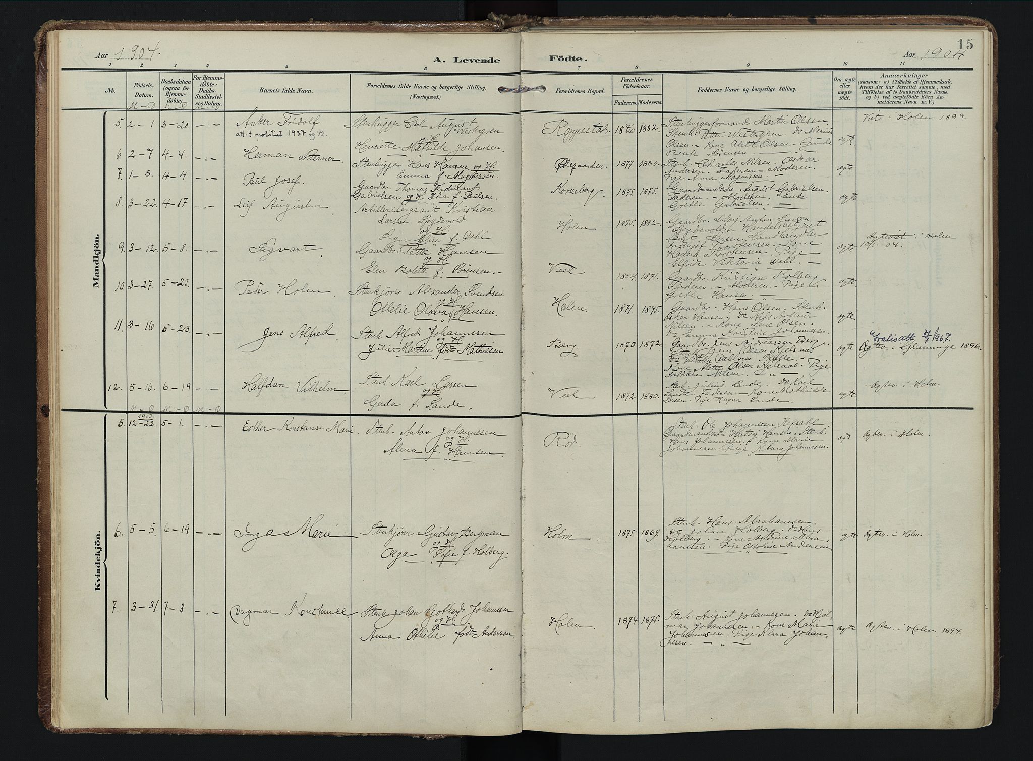 Borge prestekontor Kirkebøker, AV/SAO-A-10903/F/Fb/L0004: Ministerialbok nr. II 4, 1902-1914, s. 15