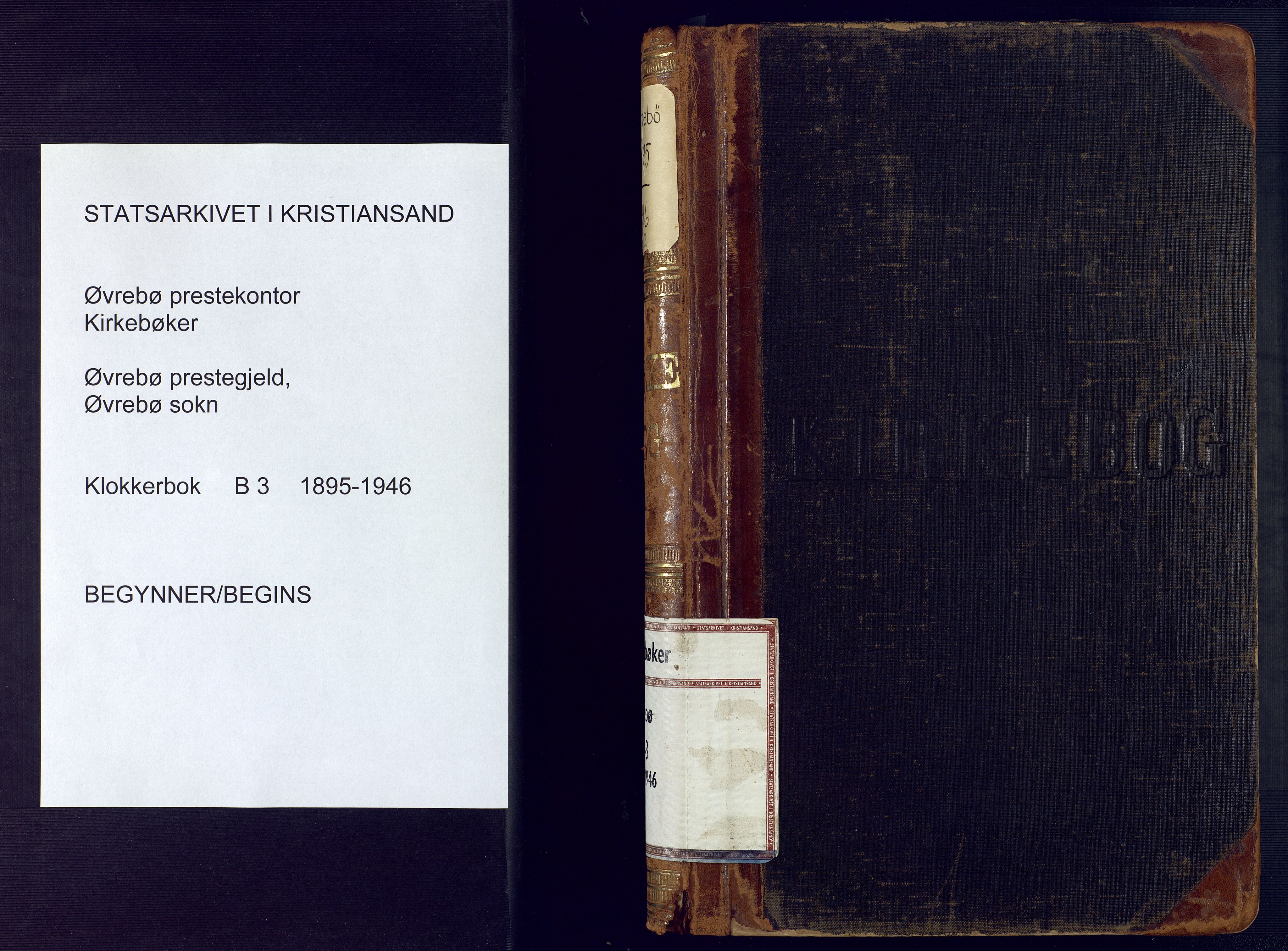 Vennesla sokneprestkontor, AV/SAK-1111-0045/Fb/Fbc/L0003: Klokkerbok nr. B 3, 1895-1946