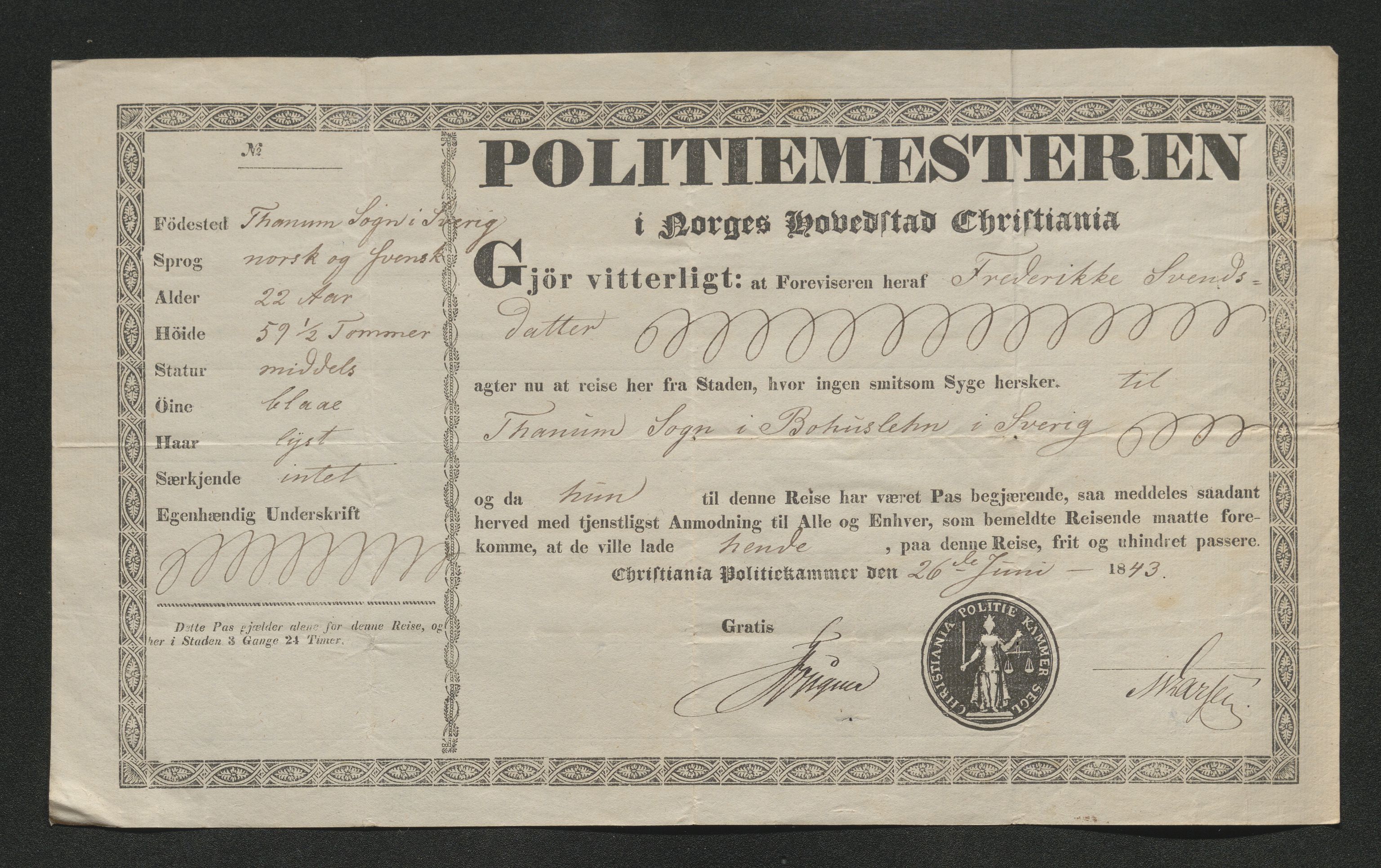 Drammen politikammer, AV/SAKO-A-623/I/Ia/Iab/L0007: Innleverte pass, 1843-1844, s. 194