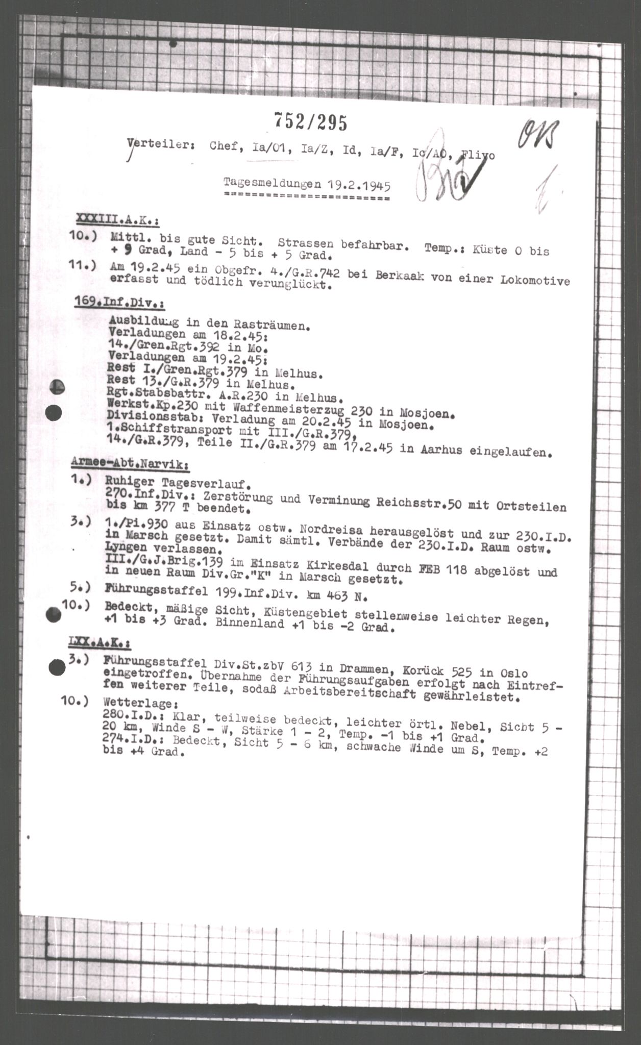 Forsvarets Overkommando. 2 kontor. Arkiv 11.4. Spredte tyske arkivsaker, AV/RA-RAFA-7031/D/Dar/Dara/L0007: Krigsdagbøker for 20. Gebirgs-Armee-Oberkommando (AOK 20), 1945, s. 491