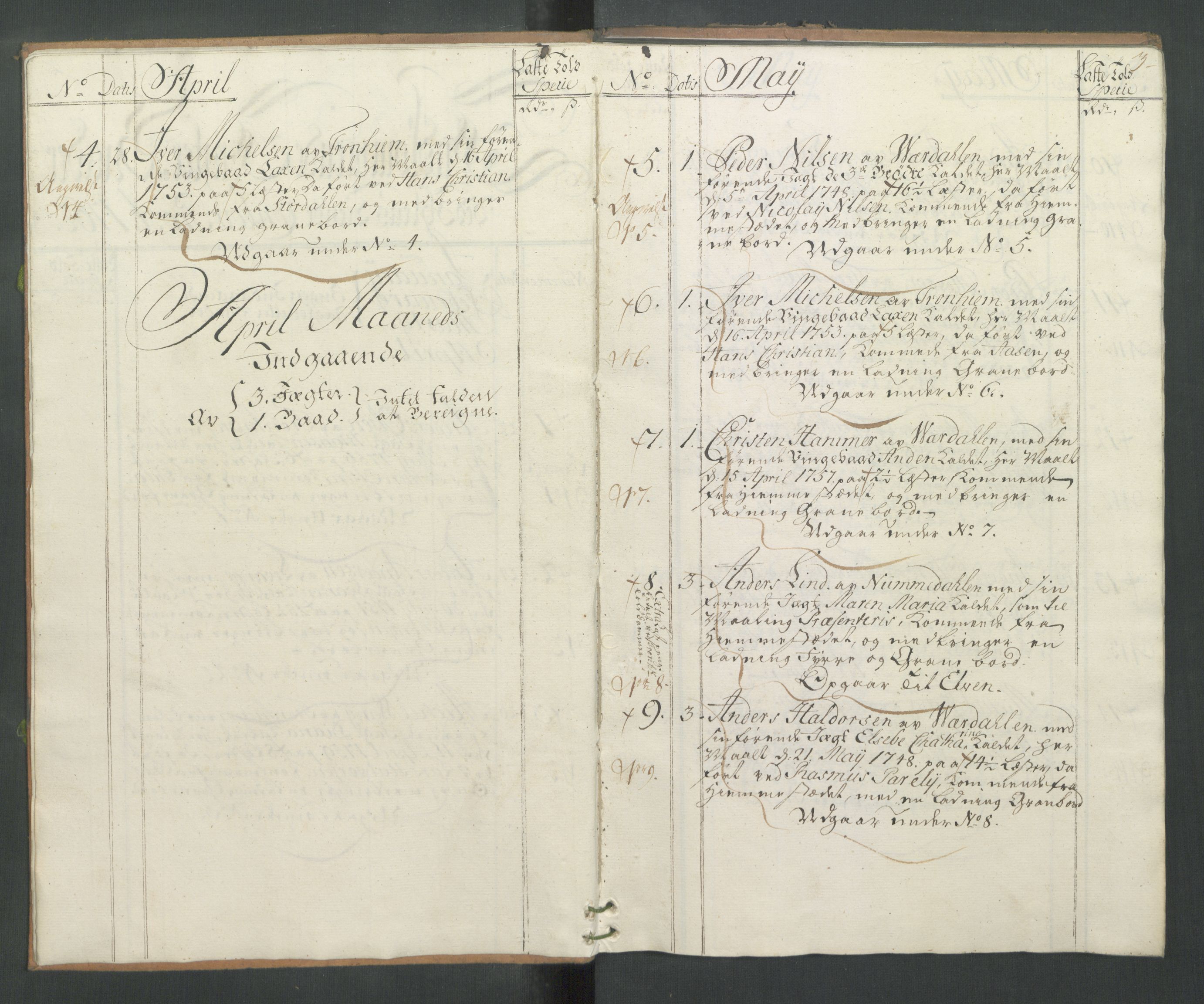 Generaltollkammeret, tollregnskaper, AV/RA-EA-5490/R33/L0076/0001: Tollregnskaper Trondheim A / Tollbok for Ilen, 1762